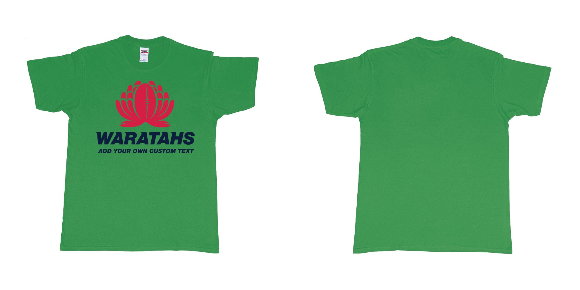 Custom tshirt design new south wales waratahs custom teeshirt in fabric color irish-green choice your own text made in Bali by The Pirate Way