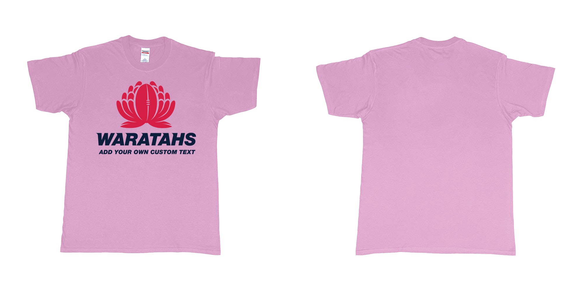 Custom tshirt design new south wales waratahs custom teeshirt in fabric color light-pink choice your own text made in Bali by The Pirate Way