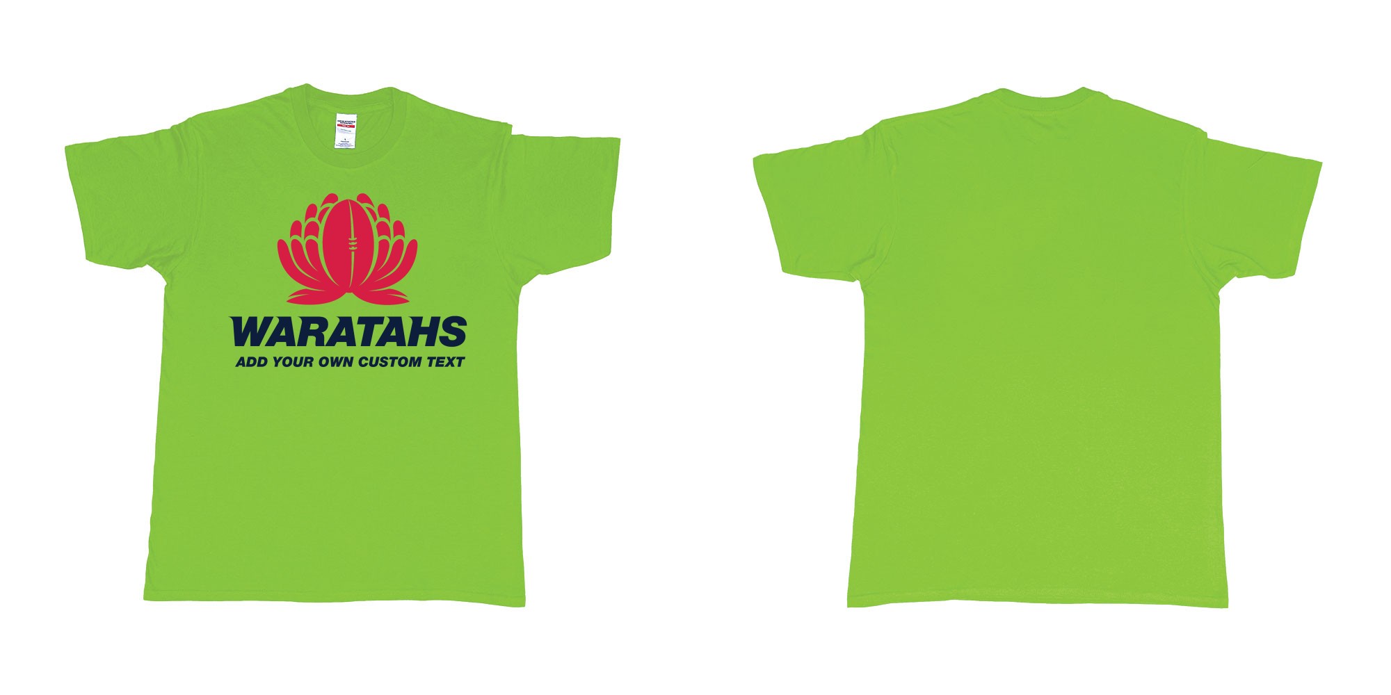 Custom tshirt design new south wales waratahs custom teeshirt in fabric color lime choice your own text made in Bali by The Pirate Way