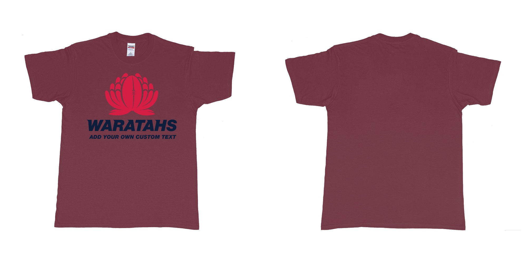 Custom tshirt design new south wales waratahs custom teeshirt in fabric color marron choice your own text made in Bali by The Pirate Way