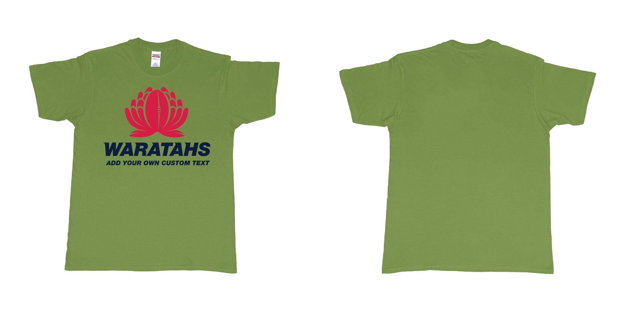 Custom tshirt design new south wales waratahs custom teeshirt in fabric color military-green choice your own text made in Bali by The Pirate Way