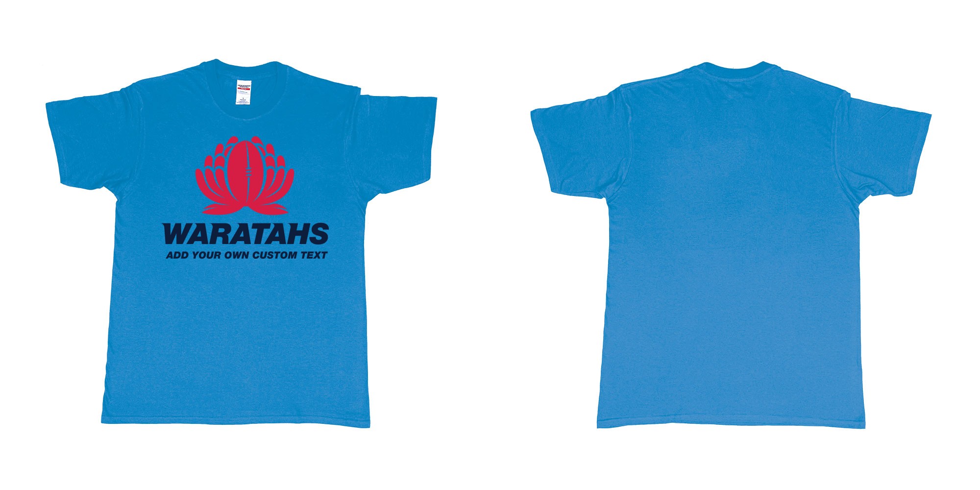 Custom tshirt design new south wales waratahs custom teeshirt in fabric color sapphire choice your own text made in Bali by The Pirate Way