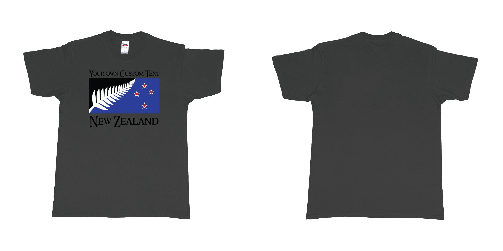 Custom tshirt design new zealand silver fern flag in fabric color black choice your own text made in Bali by The Pirate Way