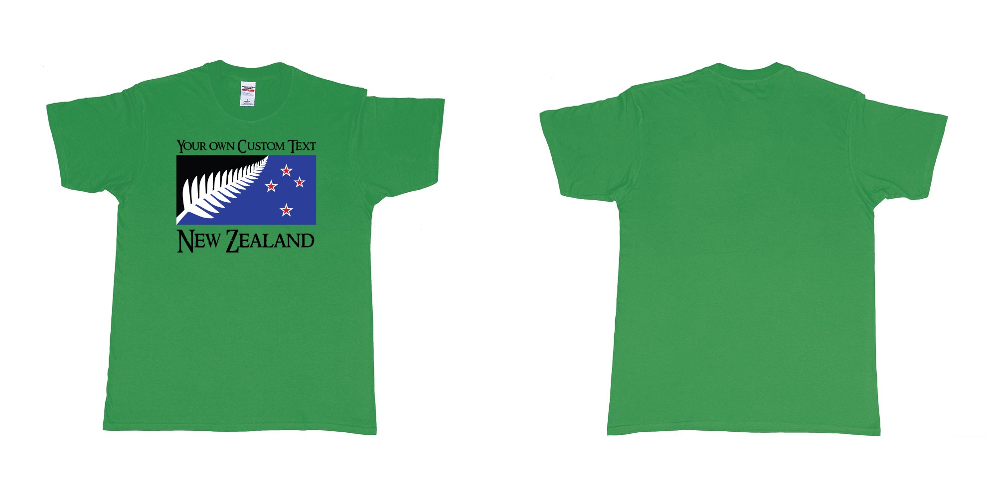 Custom tshirt design new zealand silver fern flag in fabric color irish-green choice your own text made in Bali by The Pirate Way