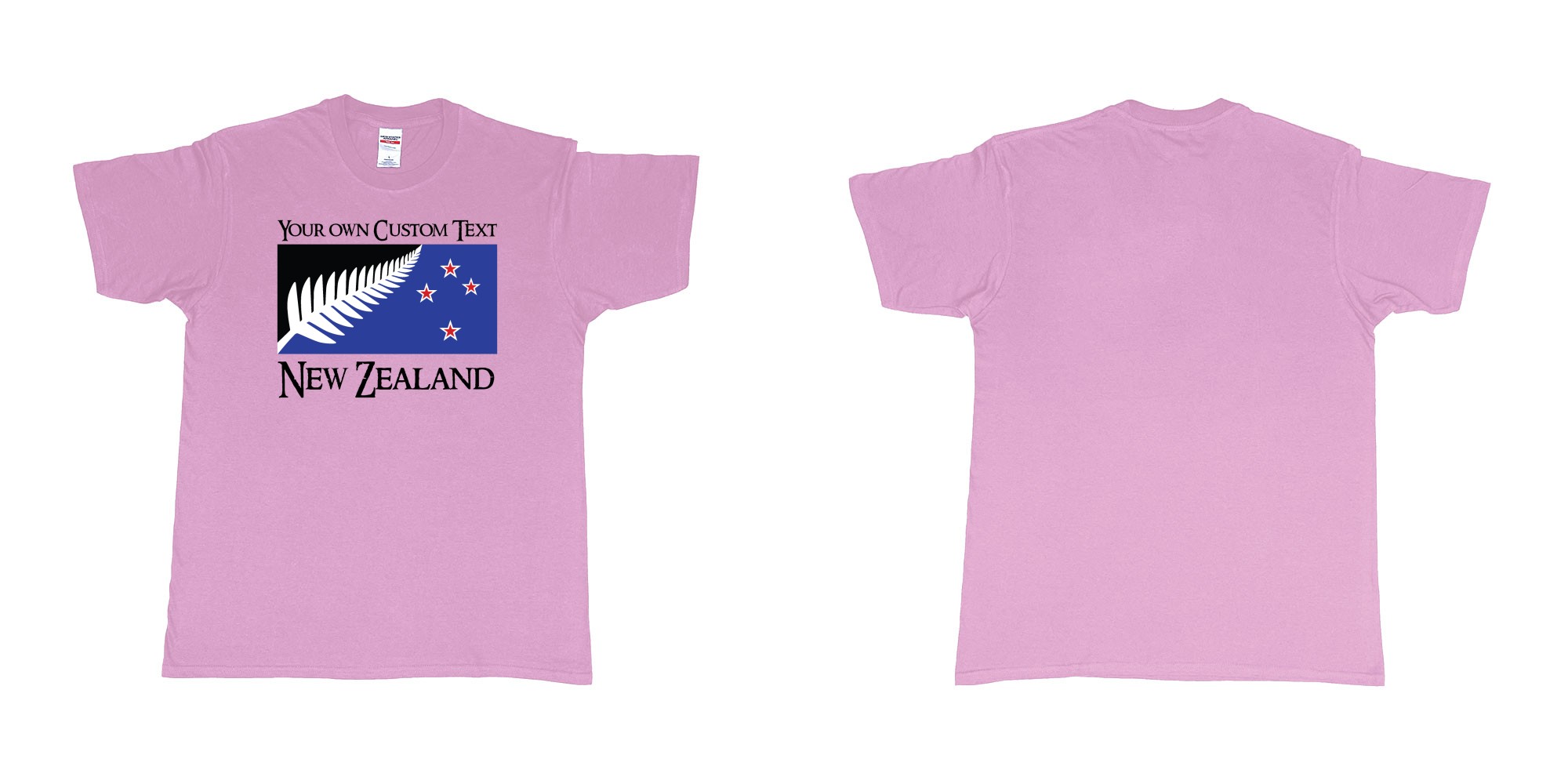 Custom tshirt design new zealand silver fern flag in fabric color light-pink choice your own text made in Bali by The Pirate Way