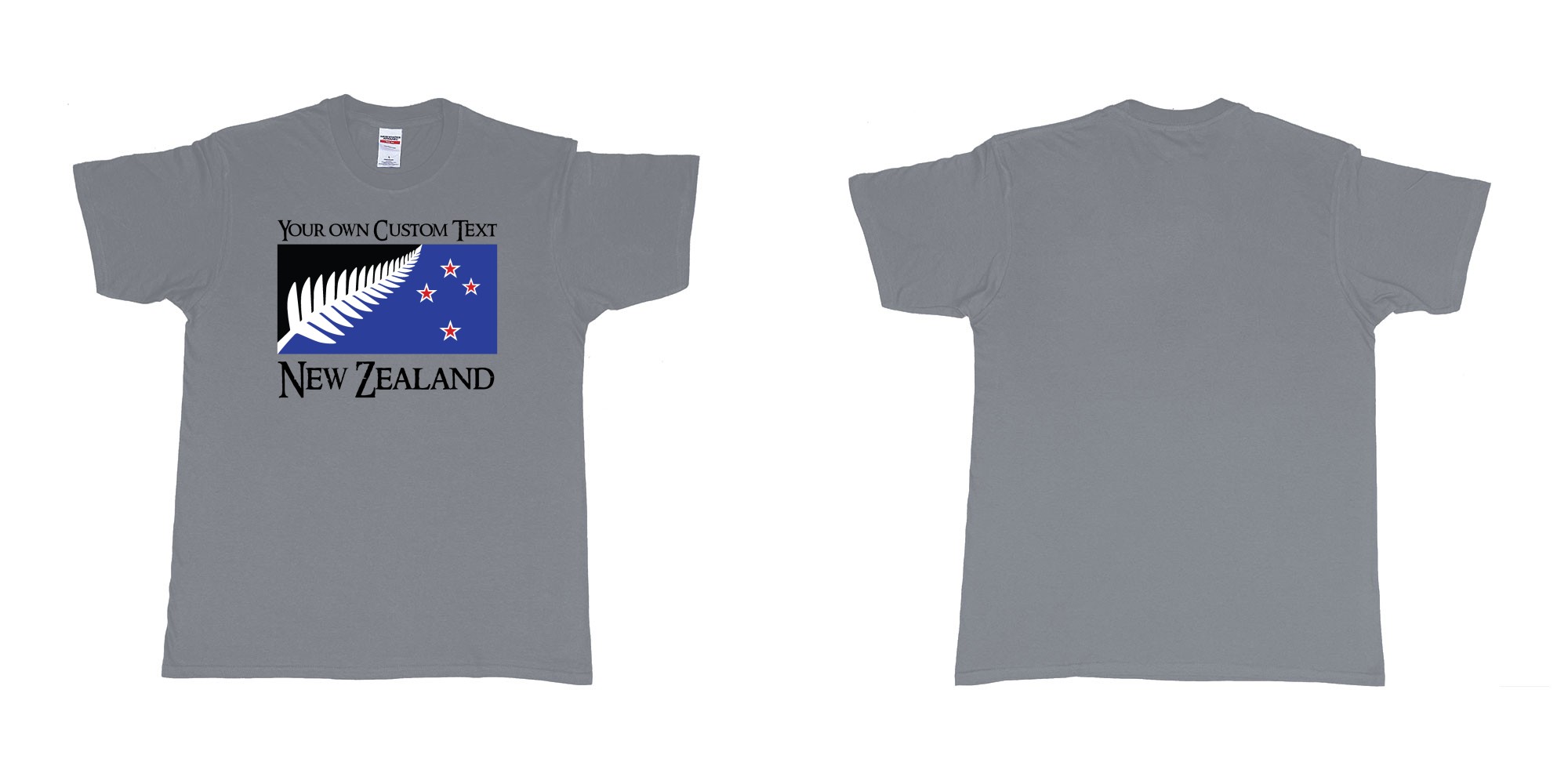Custom tshirt design new zealand silver fern flag in fabric color misty choice your own text made in Bali by The Pirate Way