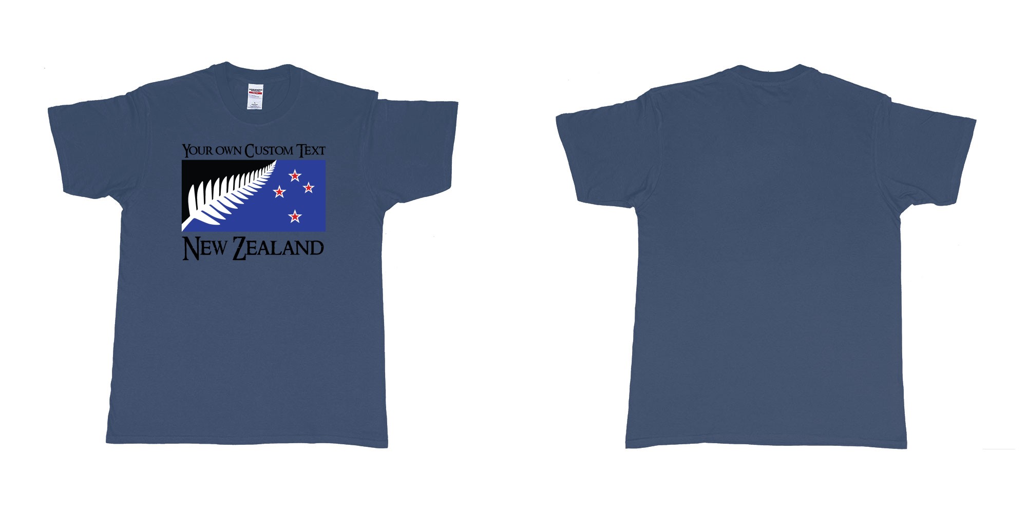 Custom tshirt design new zealand silver fern flag in fabric color navy choice your own text made in Bali by The Pirate Way