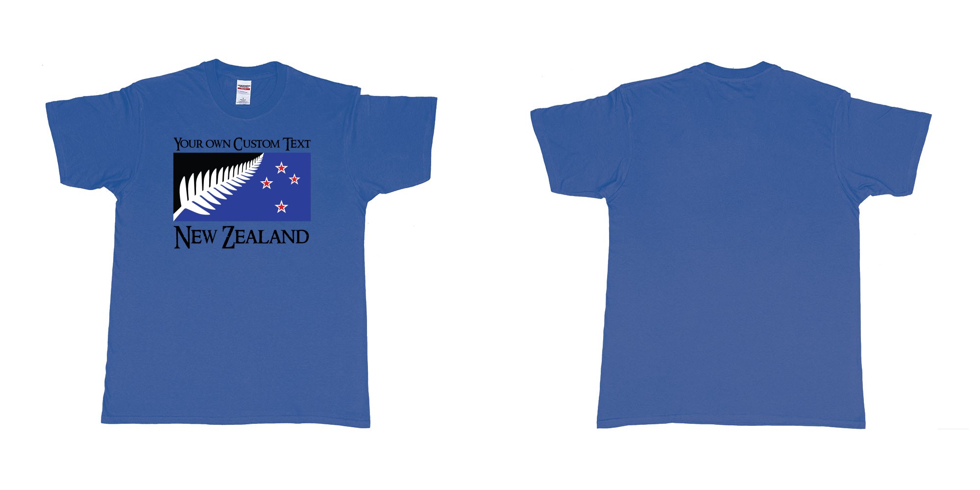 Custom tshirt design new zealand silver fern flag in fabric color royal-blue choice your own text made in Bali by The Pirate Way