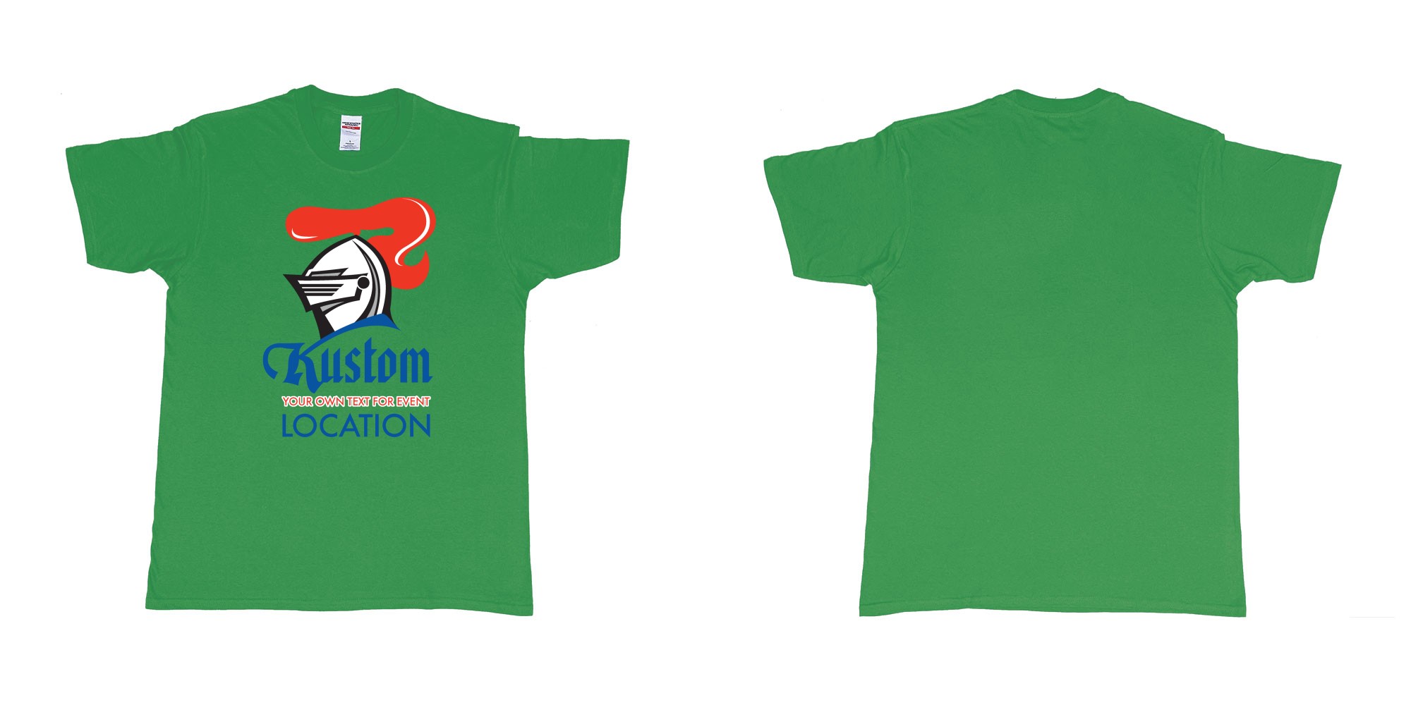 Custom tshirt design newcastle knights rugby league team custom event teeshirt in fabric color irish-green choice your own text made in Bali by The Pirate Way