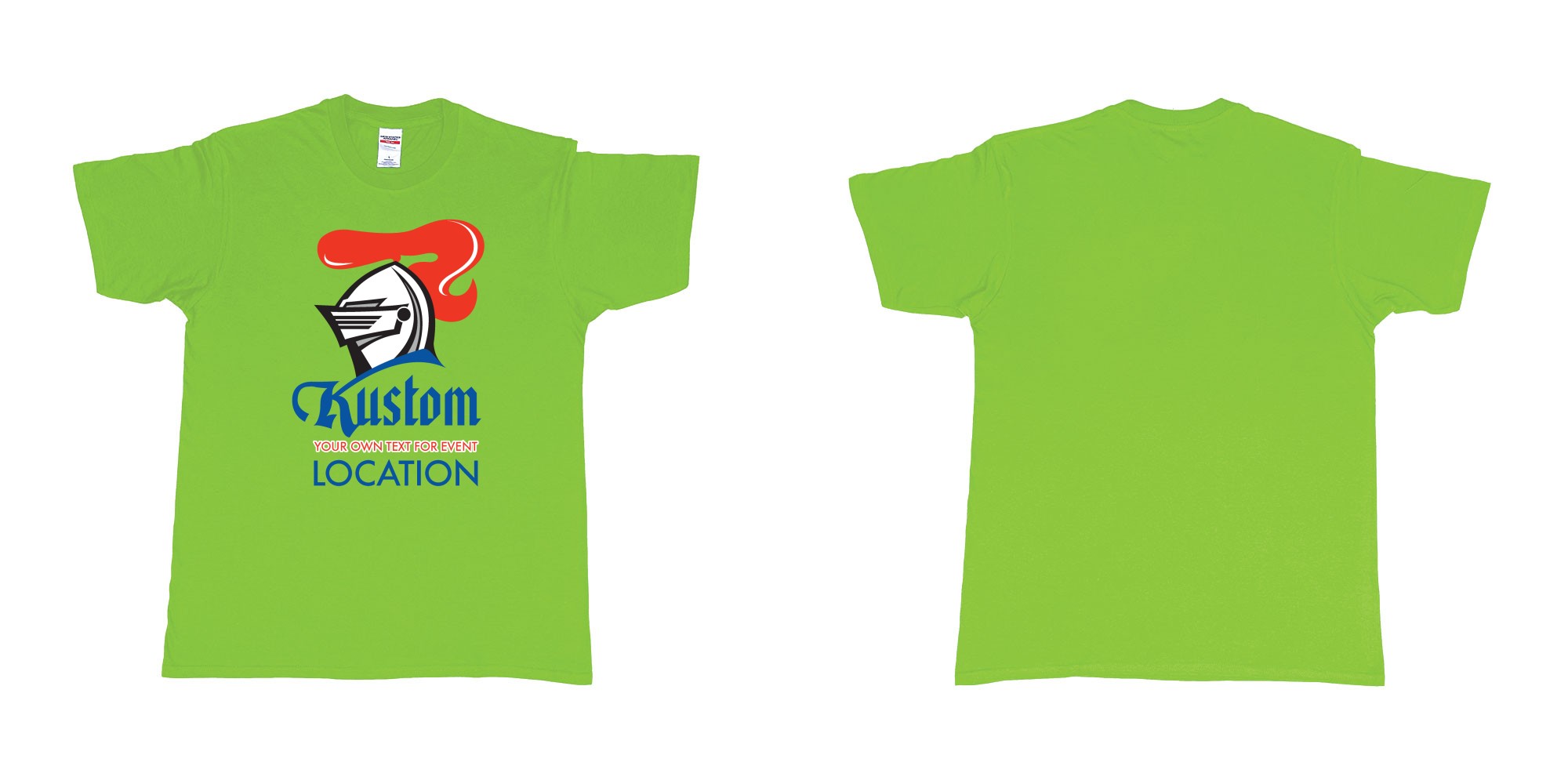 Custom tshirt design newcastle knights rugby league team custom event teeshirt in fabric color lime choice your own text made in Bali by The Pirate Way