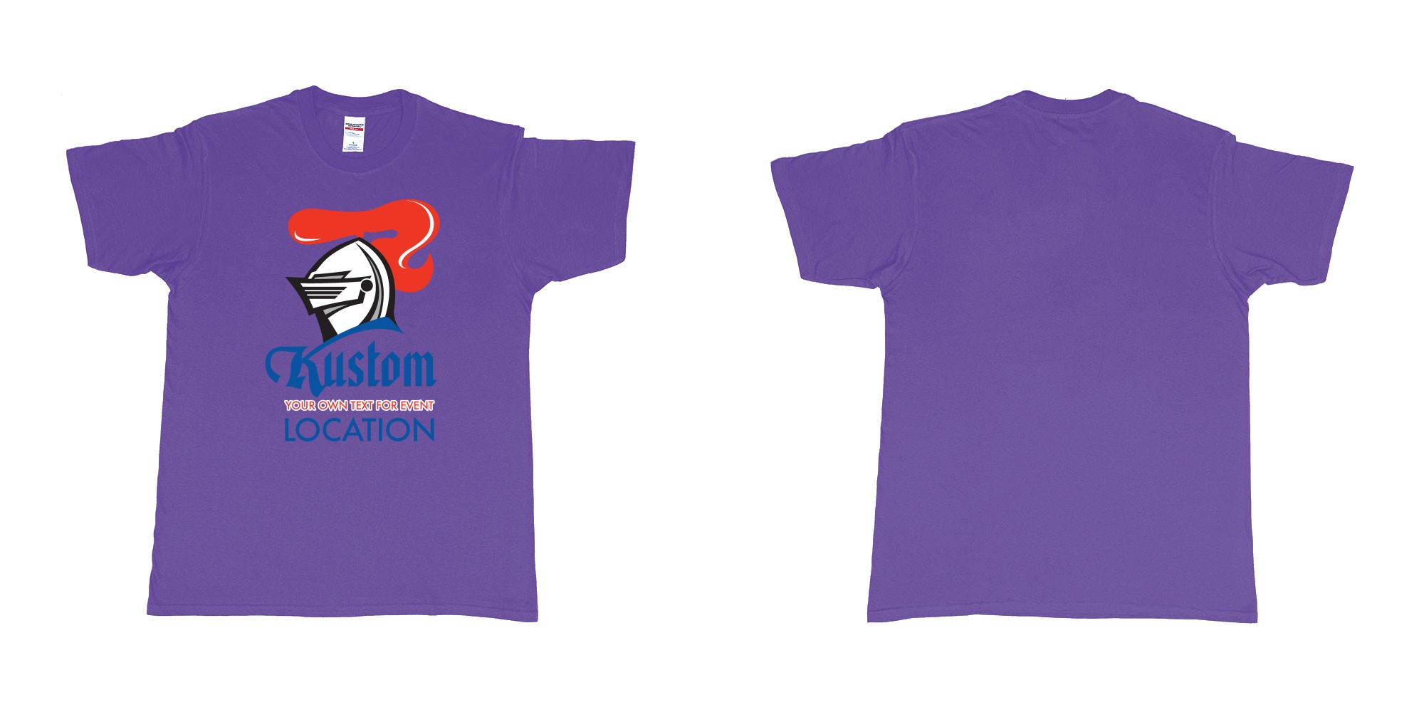 Custom tshirt design newcastle knights rugby league team custom event teeshirt in fabric color purple choice your own text made in Bali by The Pirate Way