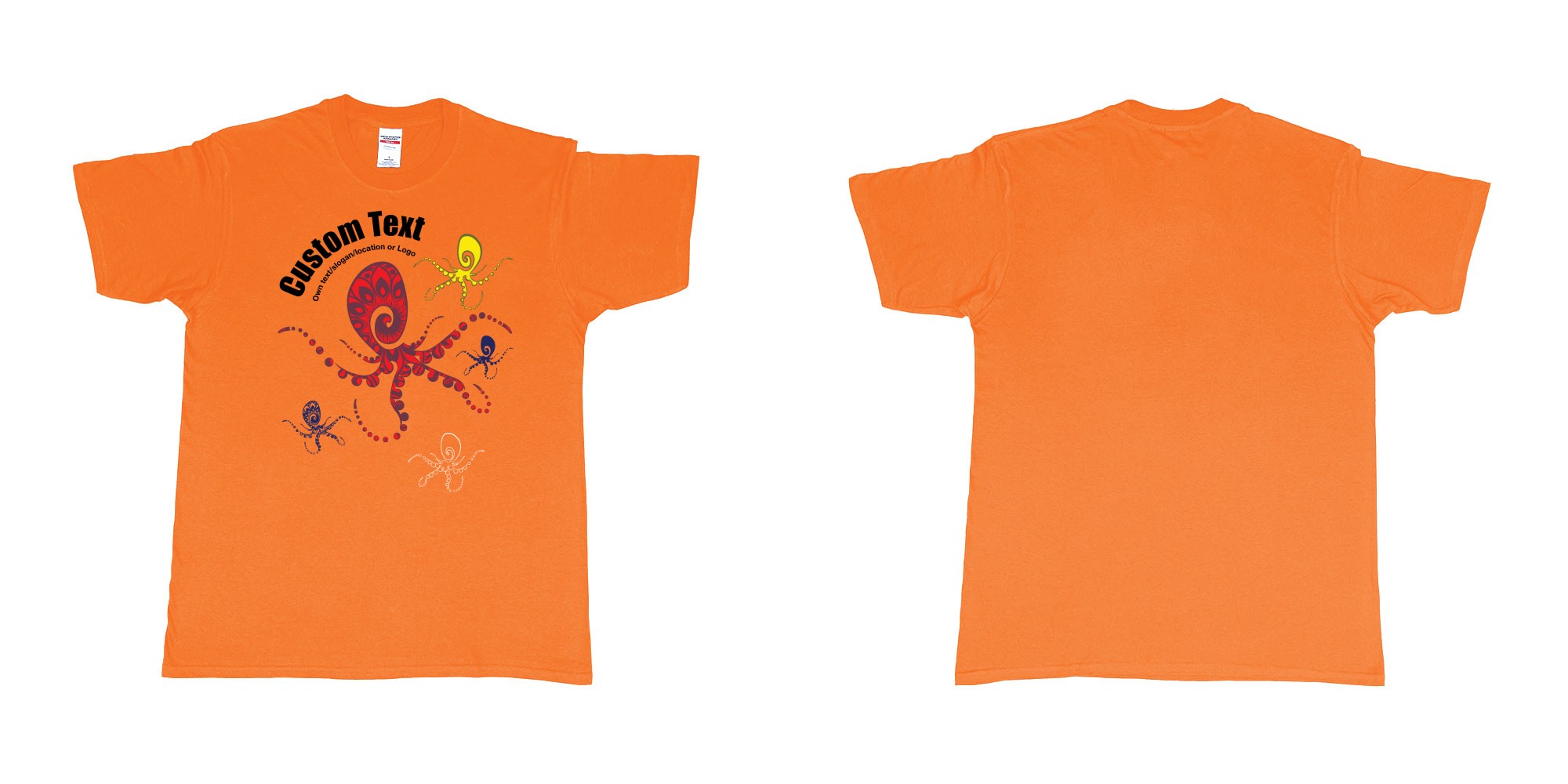 Custom tshirt design octopus bubble mandala tribal in fabric color orange choice your own text made in Bali by The Pirate Way