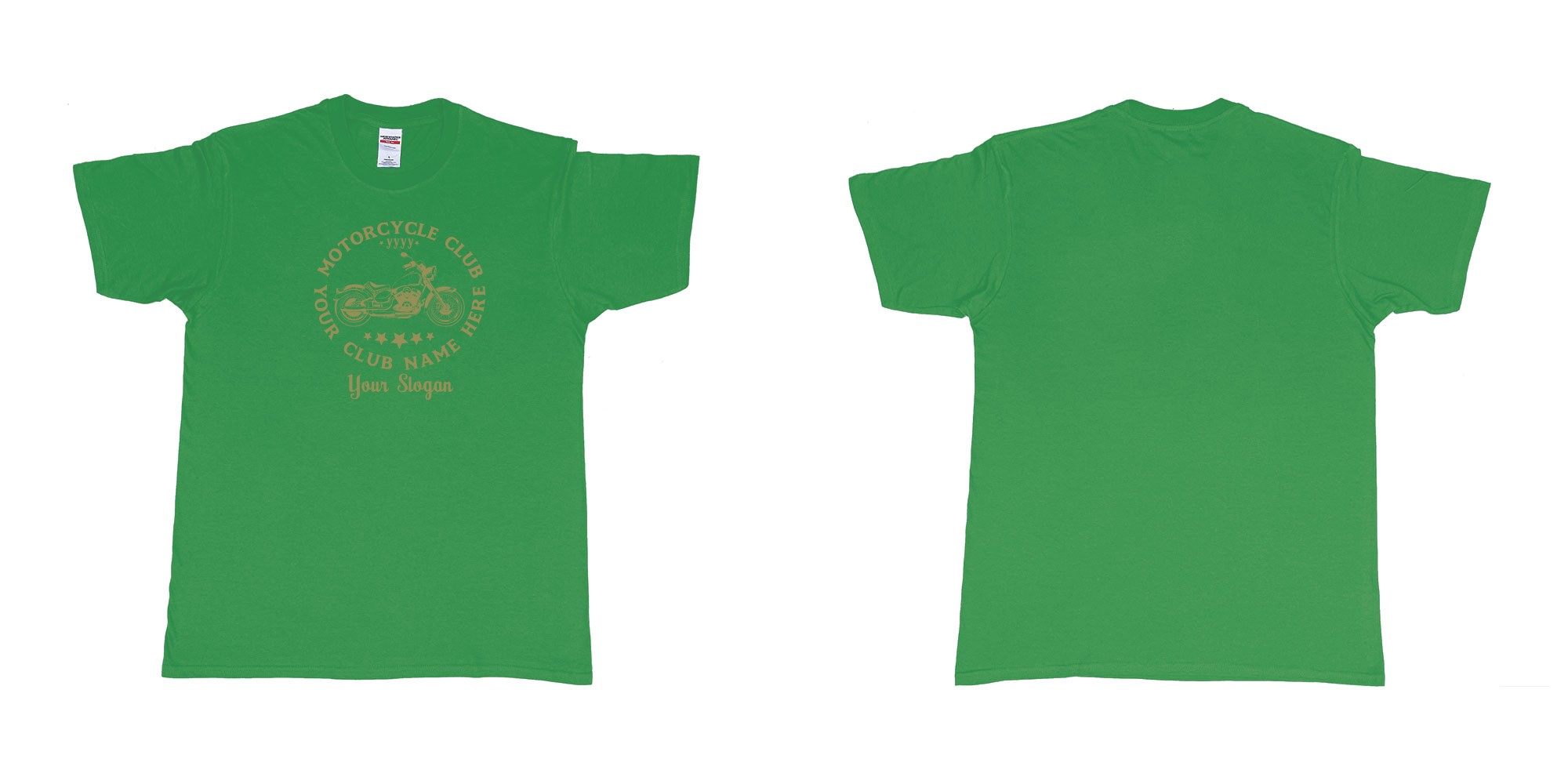 Custom tshirt design old bike motor bike club in fabric color irish-green choice your own text made in Bali by The Pirate Way