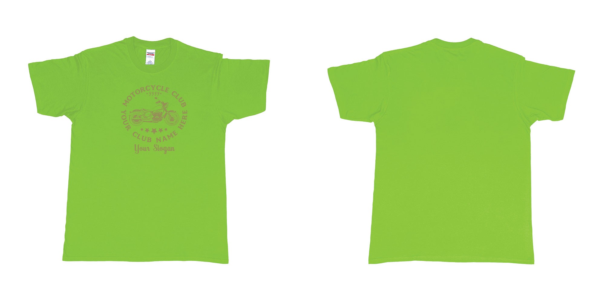 Custom tshirt design old bike motor bike club in fabric color lime choice your own text made in Bali by The Pirate Way