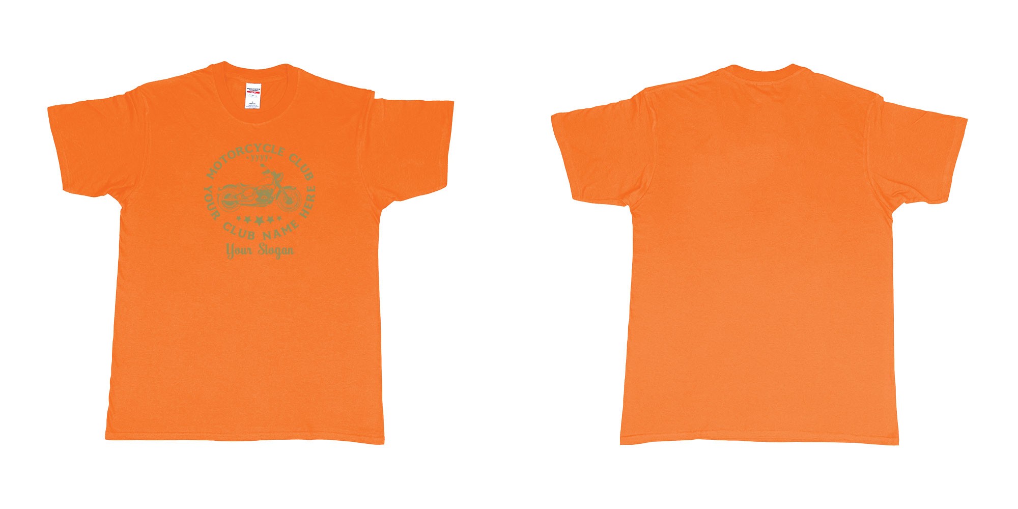 Custom tshirt design old bike motor bike club in fabric color orange choice your own text made in Bali by The Pirate Way
