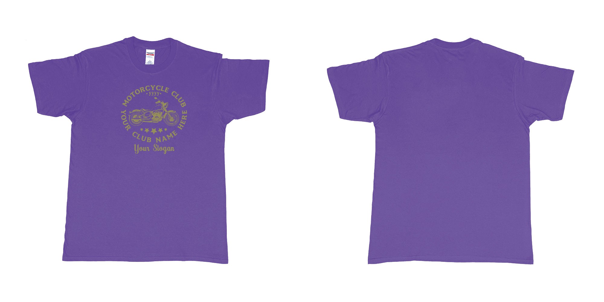 Custom tshirt design old bike motor bike club in fabric color purple choice your own text made in Bali by The Pirate Way