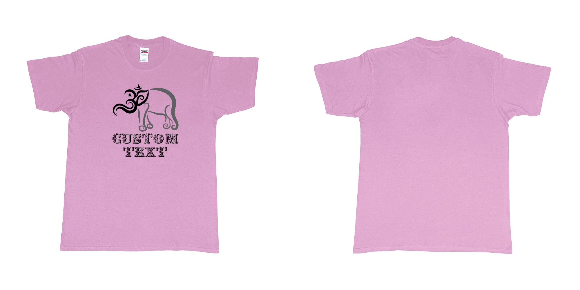 Custom tshirt design om elephant design in fabric color light-pink choice your own text made in Bali by The Pirate Way