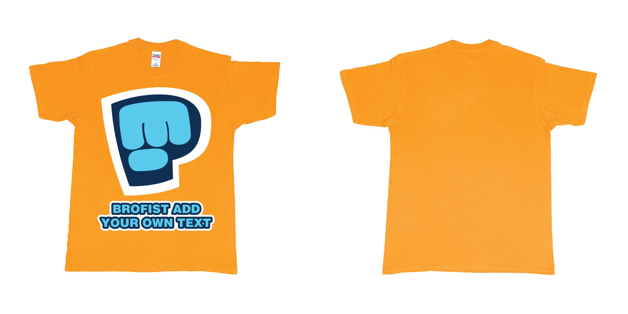 Custom tshirt design pewdiepie brofist in fabric color gold choice your own text made in Bali by The Pirate Way