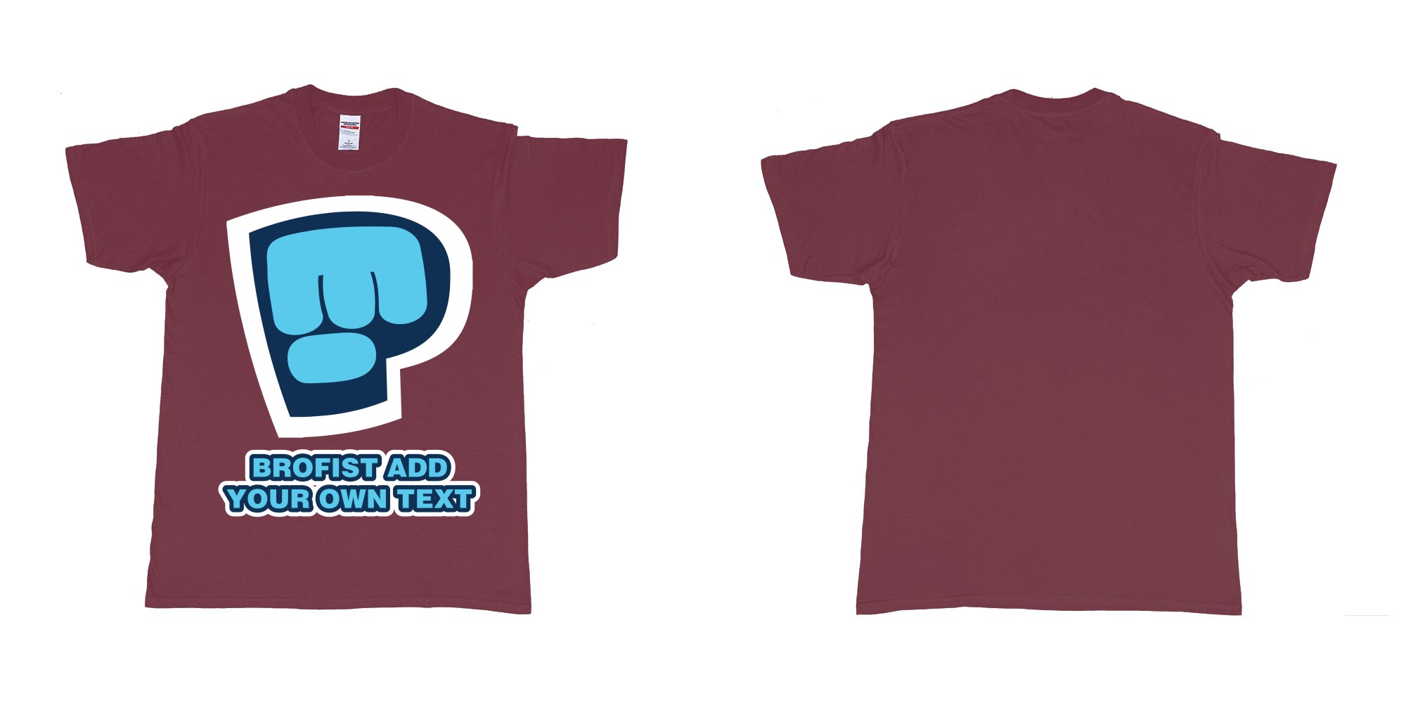 Custom tshirt design pewdiepie brofist in fabric color marron choice your own text made in Bali by The Pirate Way