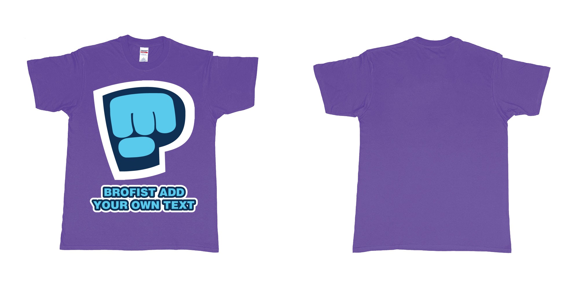 Custom tshirt design pewdiepie brofist in fabric color purple choice your own text made in Bali by The Pirate Way
