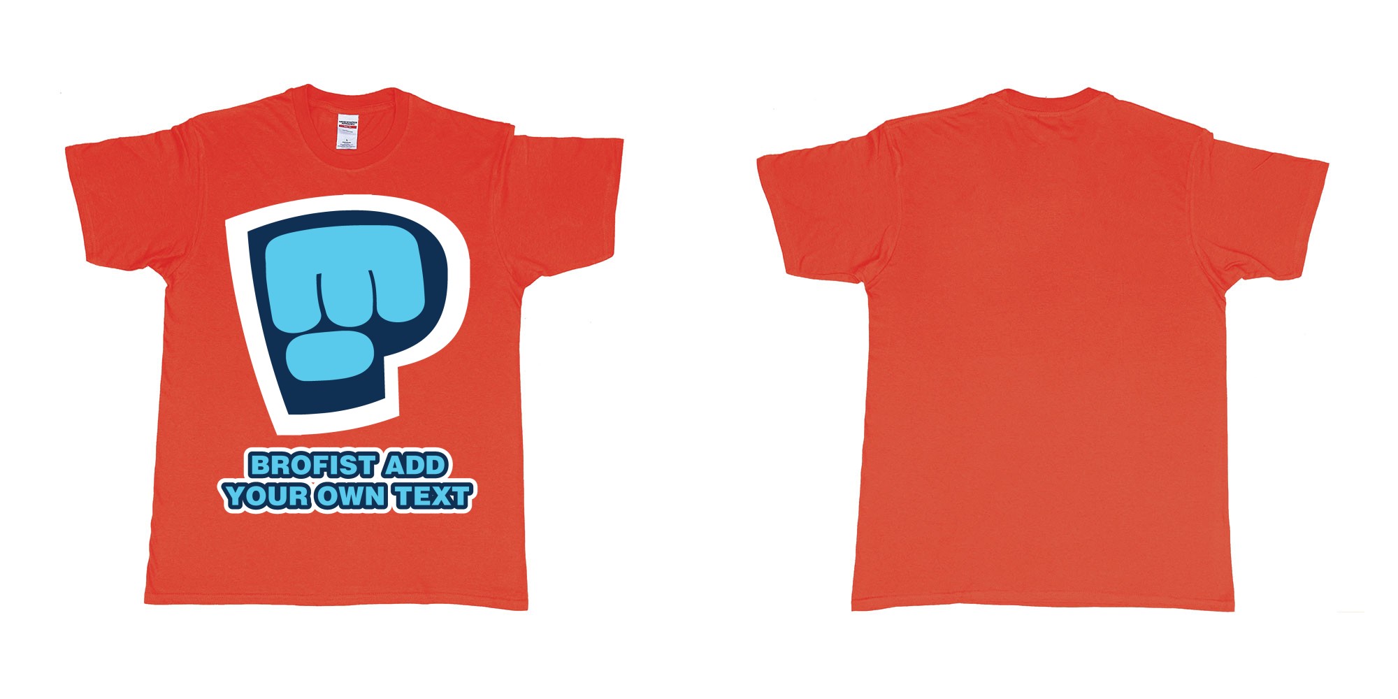 Custom tshirt design pewdiepie brofist in fabric color red choice your own text made in Bali by The Pirate Way