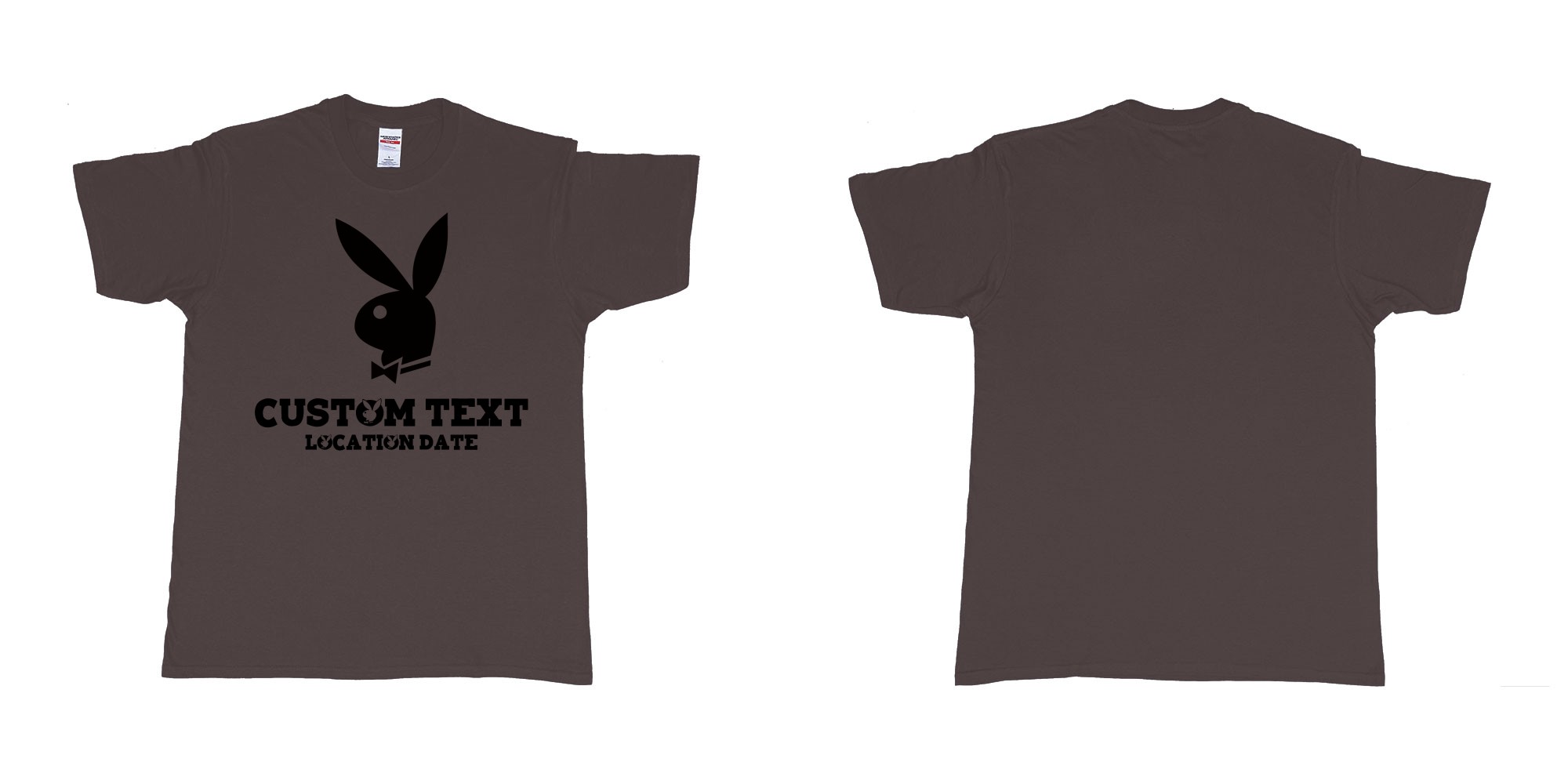 Custom tshirt design playboy playgirl custom text tshirt in fabric color dark-chocolate choice your own text made in Bali by The Pirate Way
