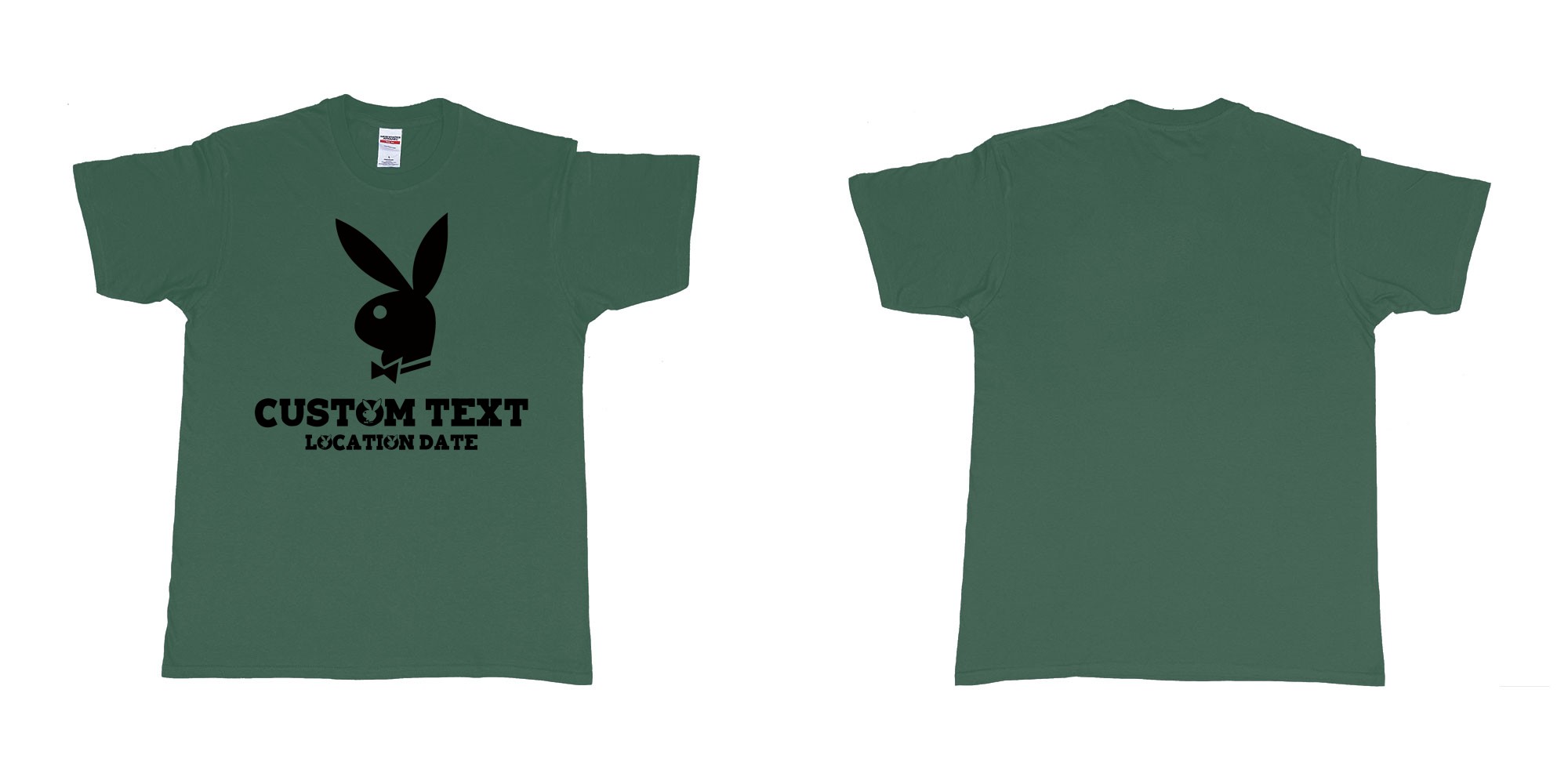 Custom tshirt design playboy playgirl custom text tshirt in fabric color forest-green choice your own text made in Bali by The Pirate Way