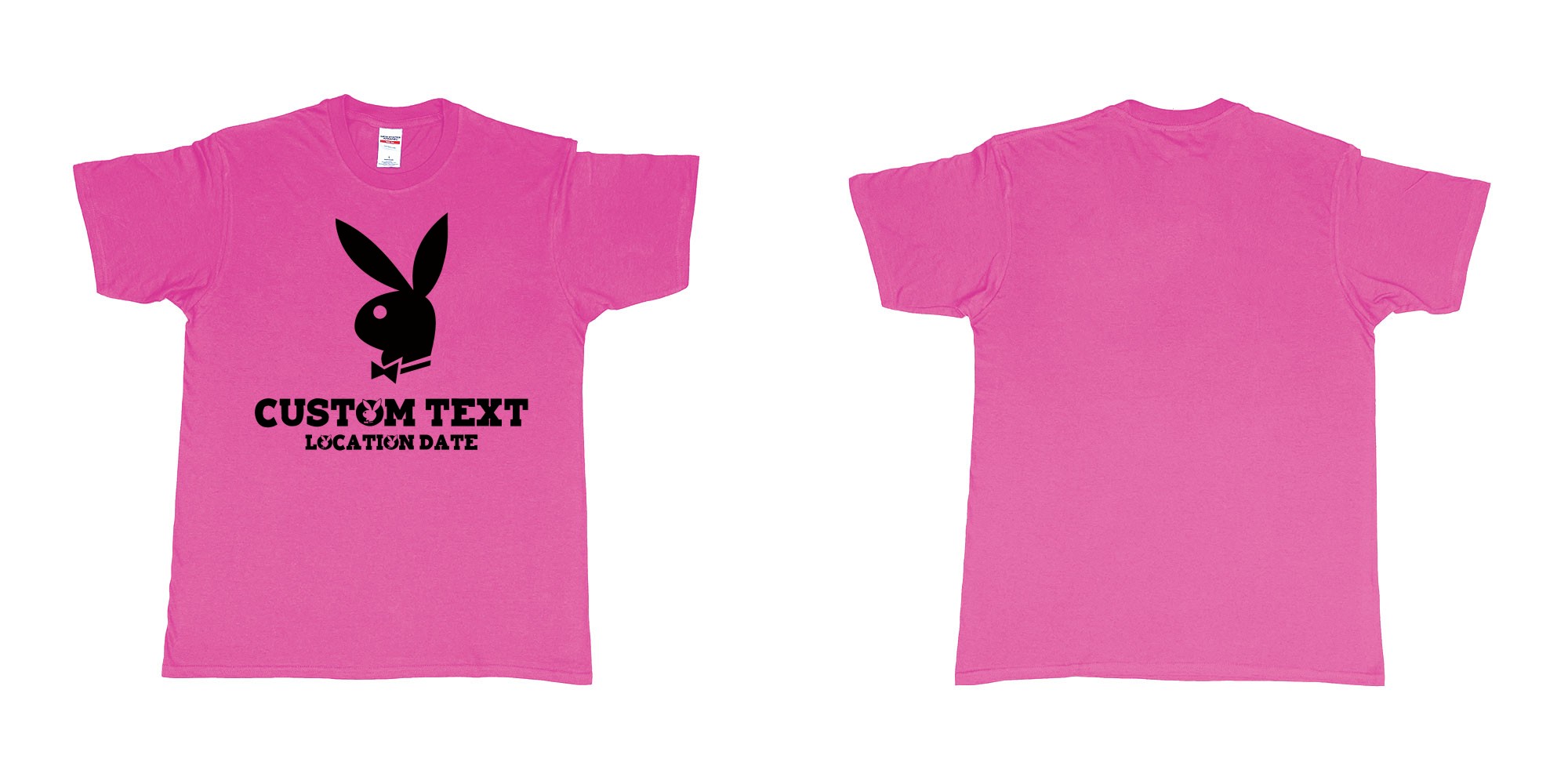 Custom tshirt design playboy playgirl custom text tshirt in fabric color heliconia choice your own text made in Bali by The Pirate Way