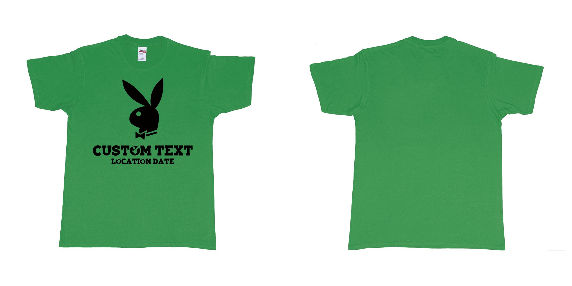 Custom tshirt design playboy playgirl custom text tshirt in fabric color irish-green choice your own text made in Bali by The Pirate Way