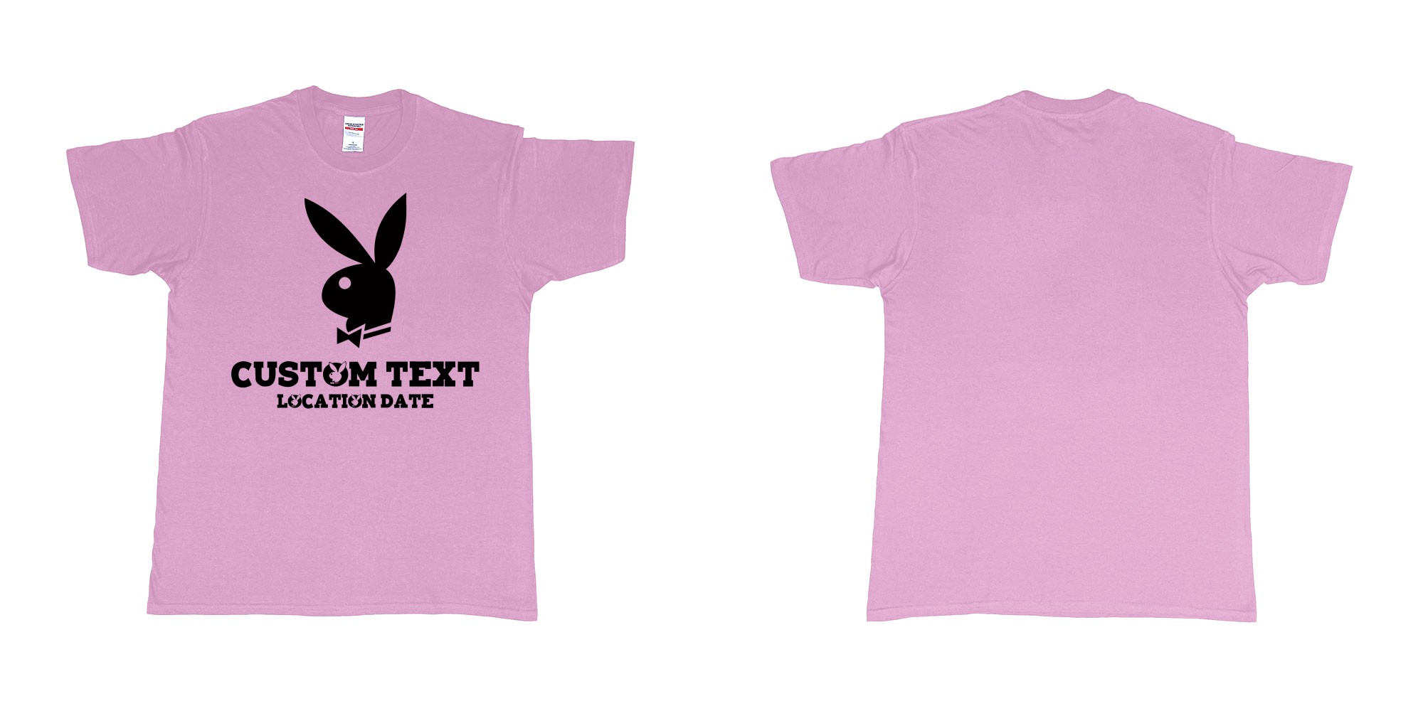 Custom tshirt design playboy playgirl custom text tshirt in fabric color light-pink choice your own text made in Bali by The Pirate Way