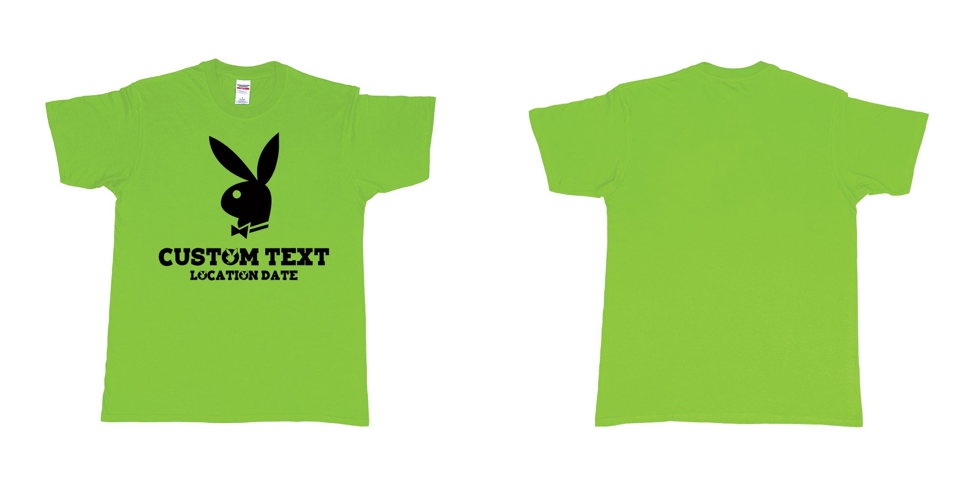 Custom tshirt design playboy playgirl custom text tshirt in fabric color lime choice your own text made in Bali by The Pirate Way