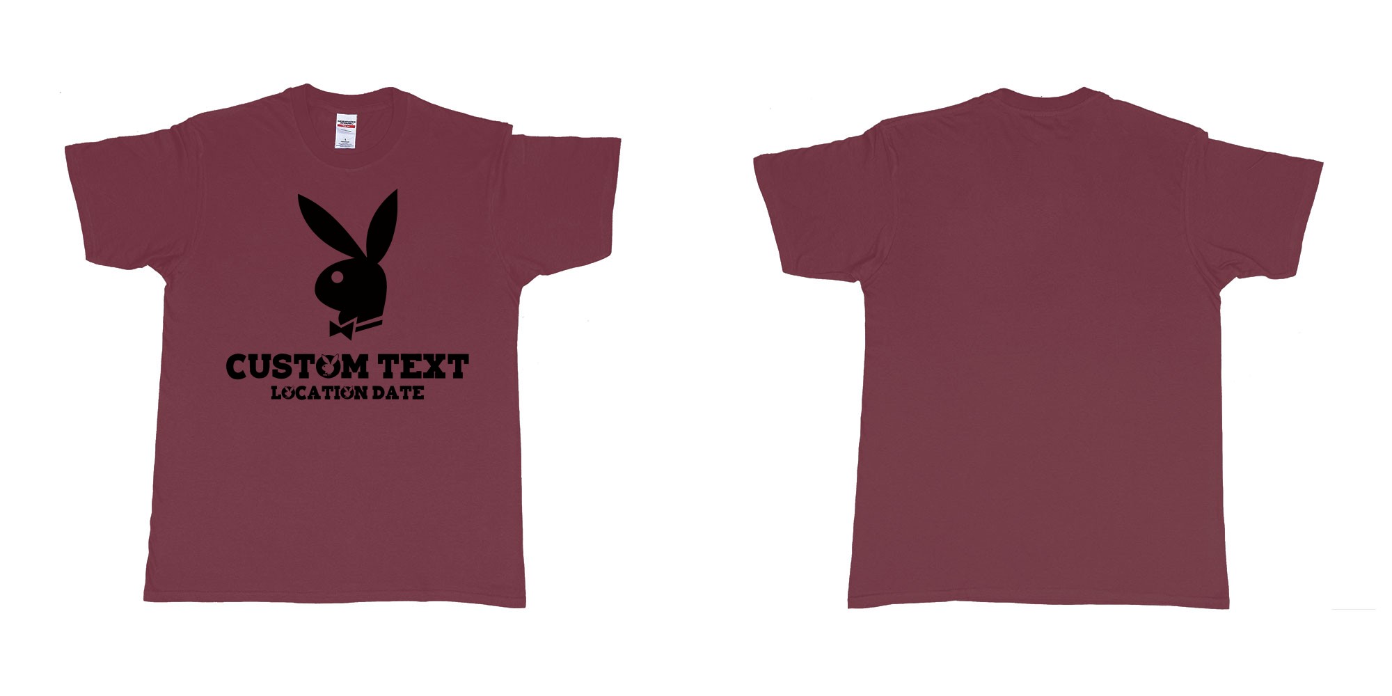 Custom tshirt design playboy playgirl custom text tshirt in fabric color marron choice your own text made in Bali by The Pirate Way