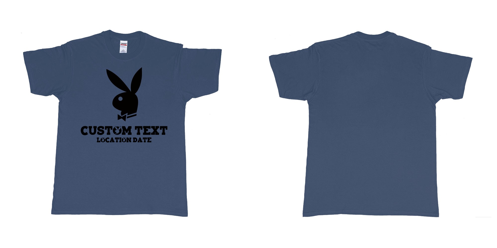 Custom tshirt design playboy playgirl custom text tshirt in fabric color navy choice your own text made in Bali by The Pirate Way