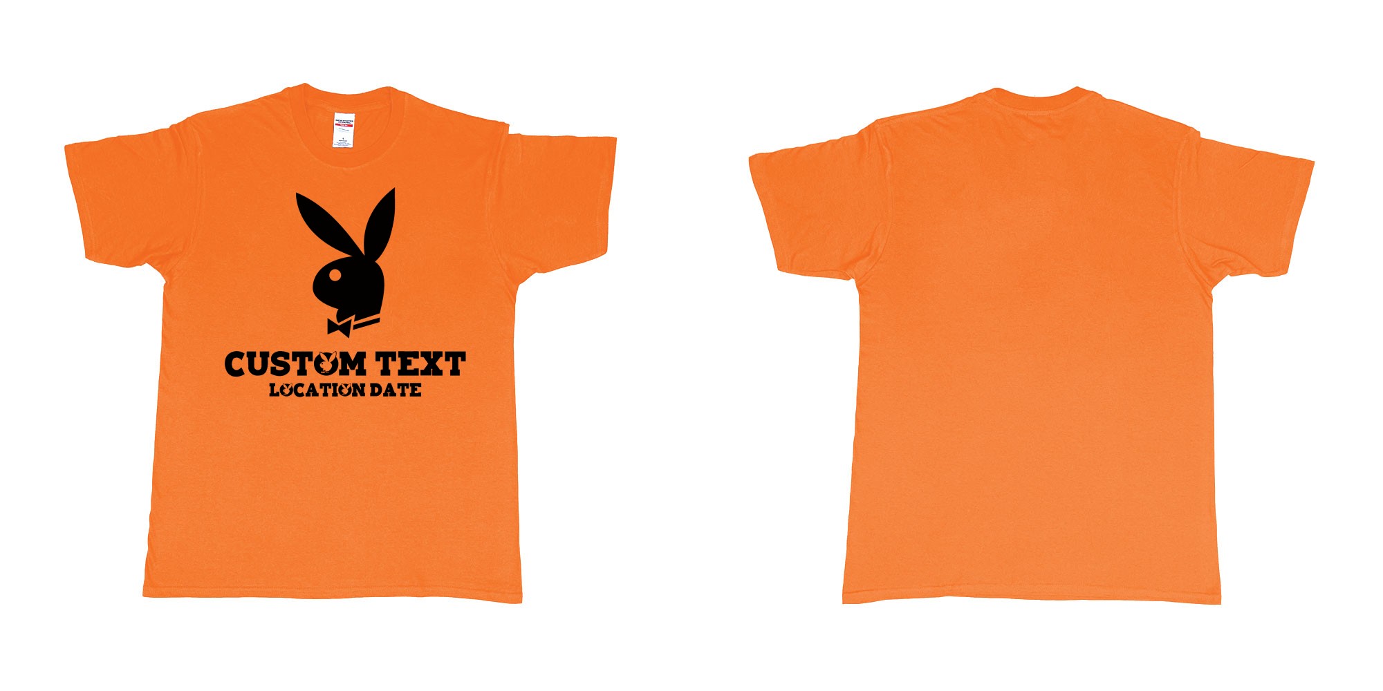 Custom tshirt design playboy playgirl custom text tshirt in fabric color orange choice your own text made in Bali by The Pirate Way