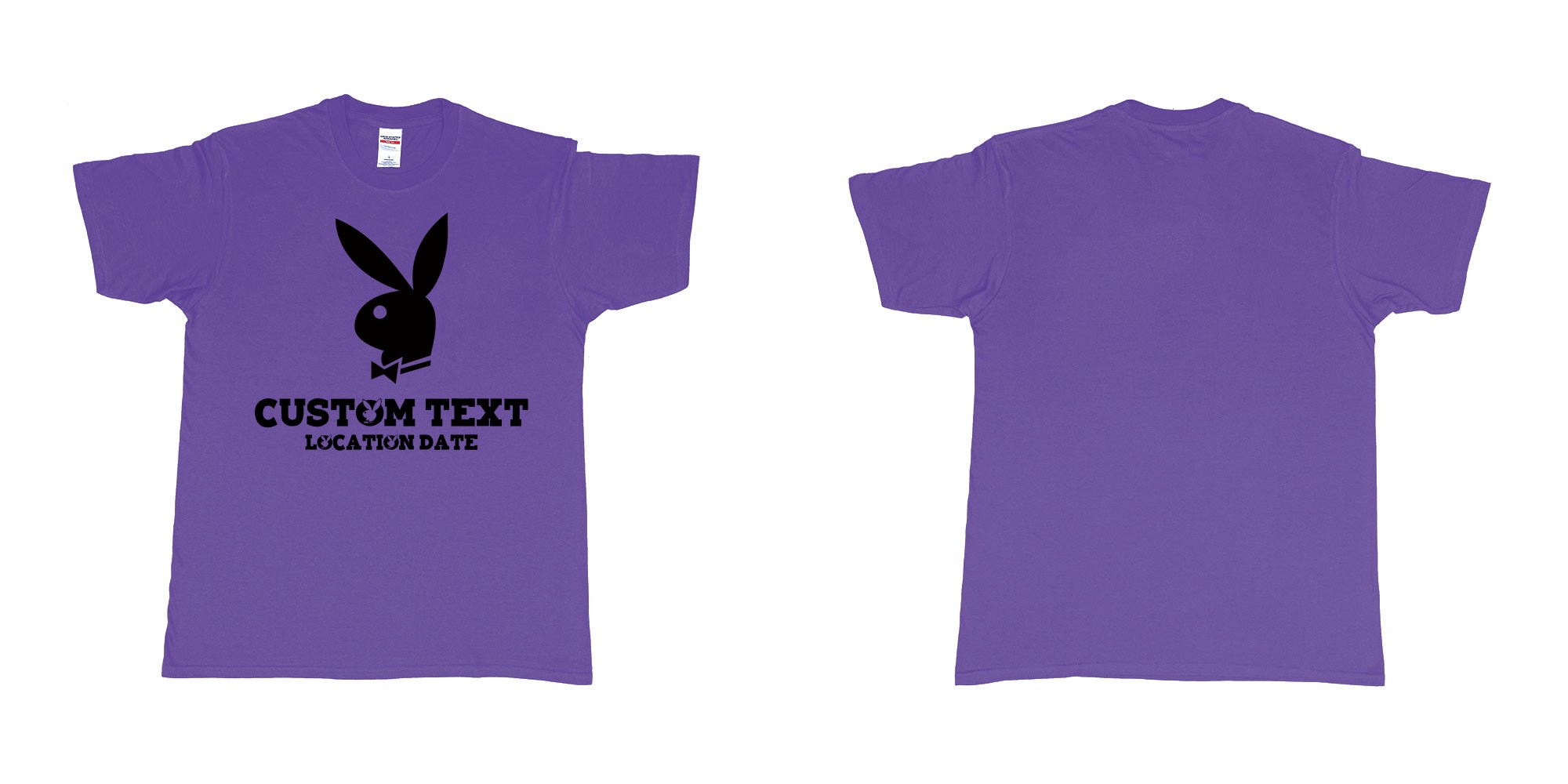 Custom tshirt design playboy playgirl custom text tshirt in fabric color purple choice your own text made in Bali by The Pirate Way