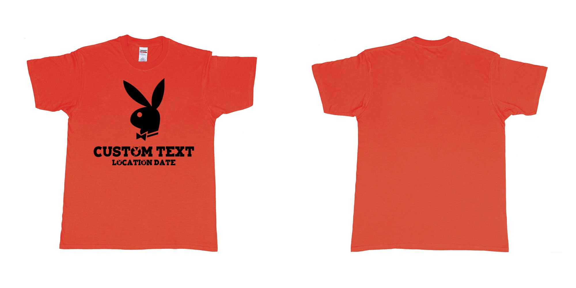 Custom tshirt design playboy playgirl custom text tshirt in fabric color red choice your own text made in Bali by The Pirate Way