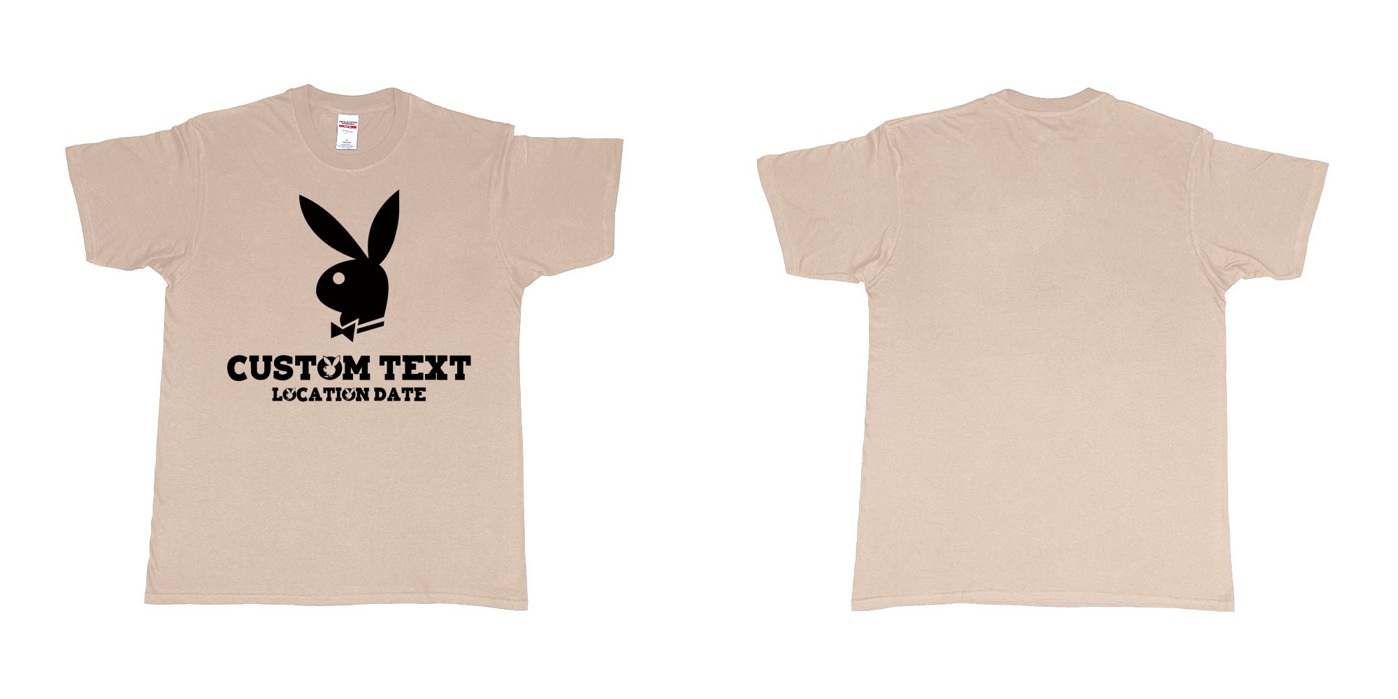 Custom tshirt design playboy playgirl custom text tshirt in fabric color sand choice your own text made in Bali by The Pirate Way