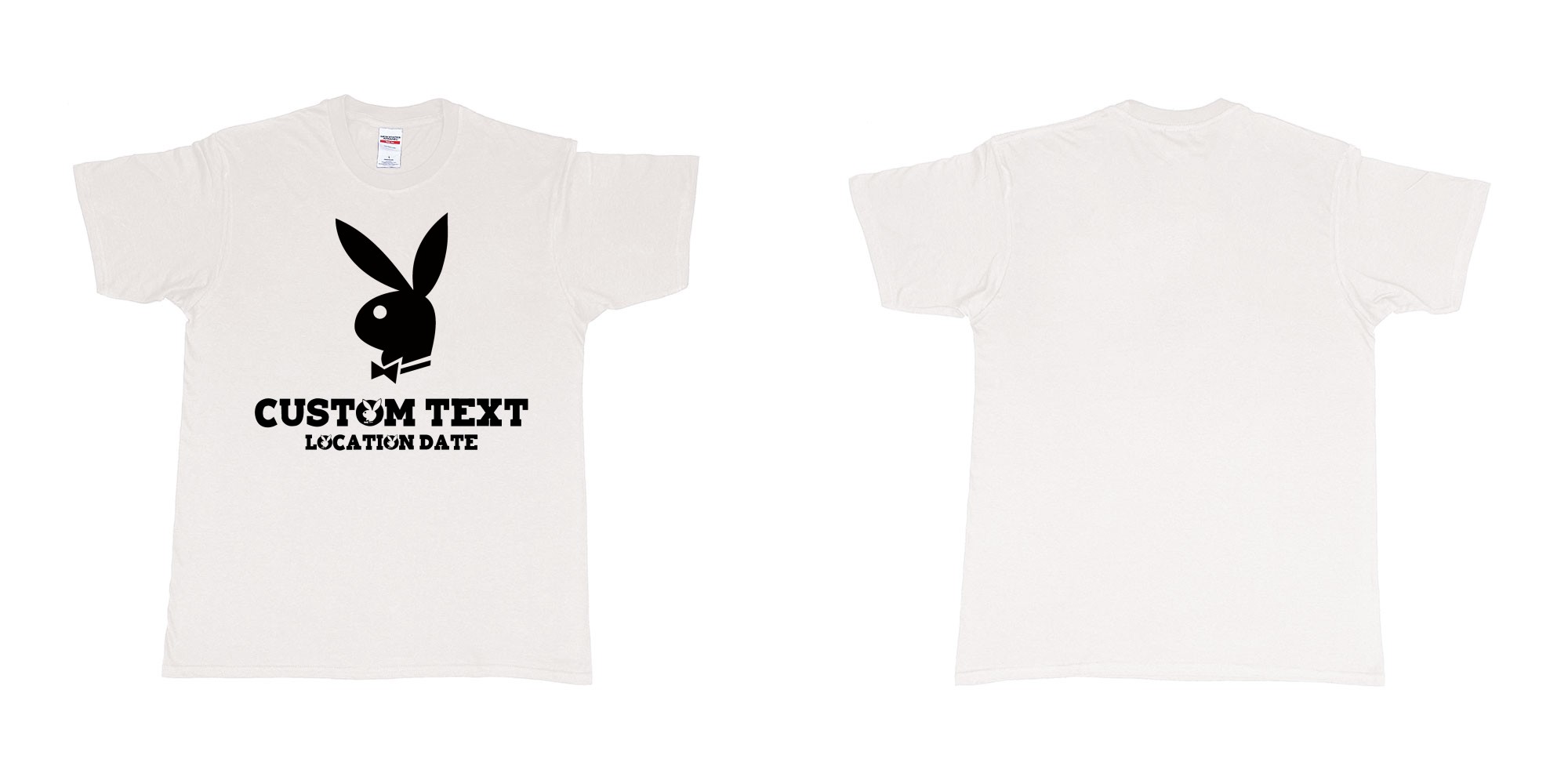Custom tshirt design playboy playgirl custom text tshirt in fabric color white choice your own text made in Bali by The Pirate Way