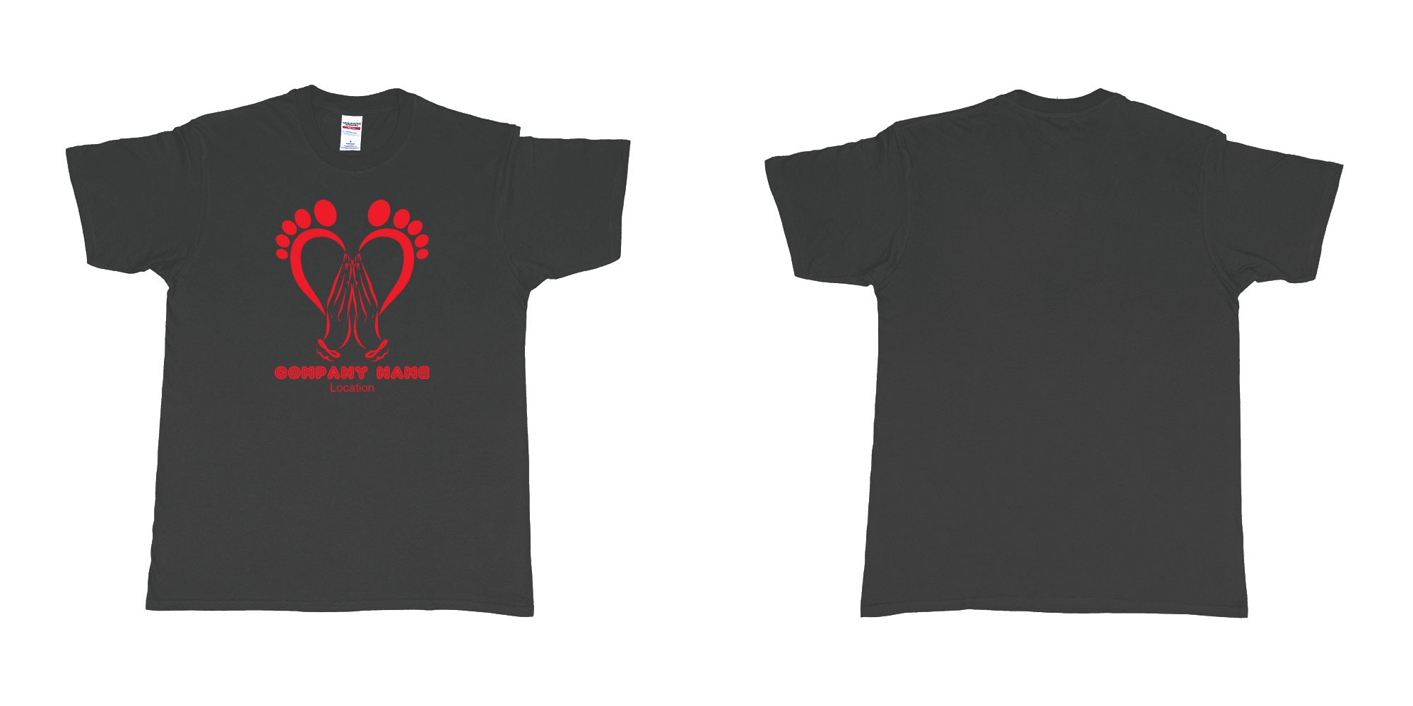 Custom tshirt design podiatrist chiropodist feet care specialist heart shaped feet with caring hands in fabric color black choice your own text made in Bali by The Pirate Way