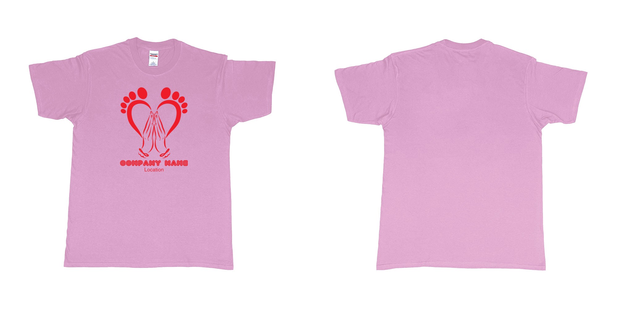 Custom tshirt design podiatrist chiropodist feet care specialist heart shaped feet with caring hands in fabric color light-pink choice your own text made in Bali by The Pirate Way