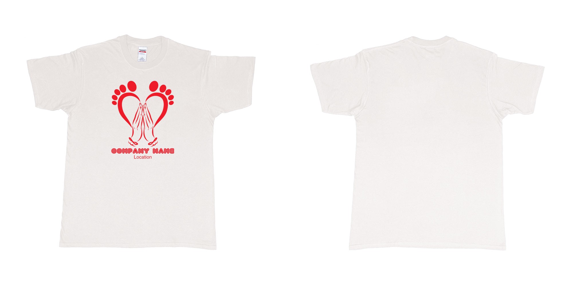 Custom tshirt design podiatrist chiropodist feet care specialist heart shaped feet with caring hands in fabric color white choice your own text made in Bali by The Pirate Way