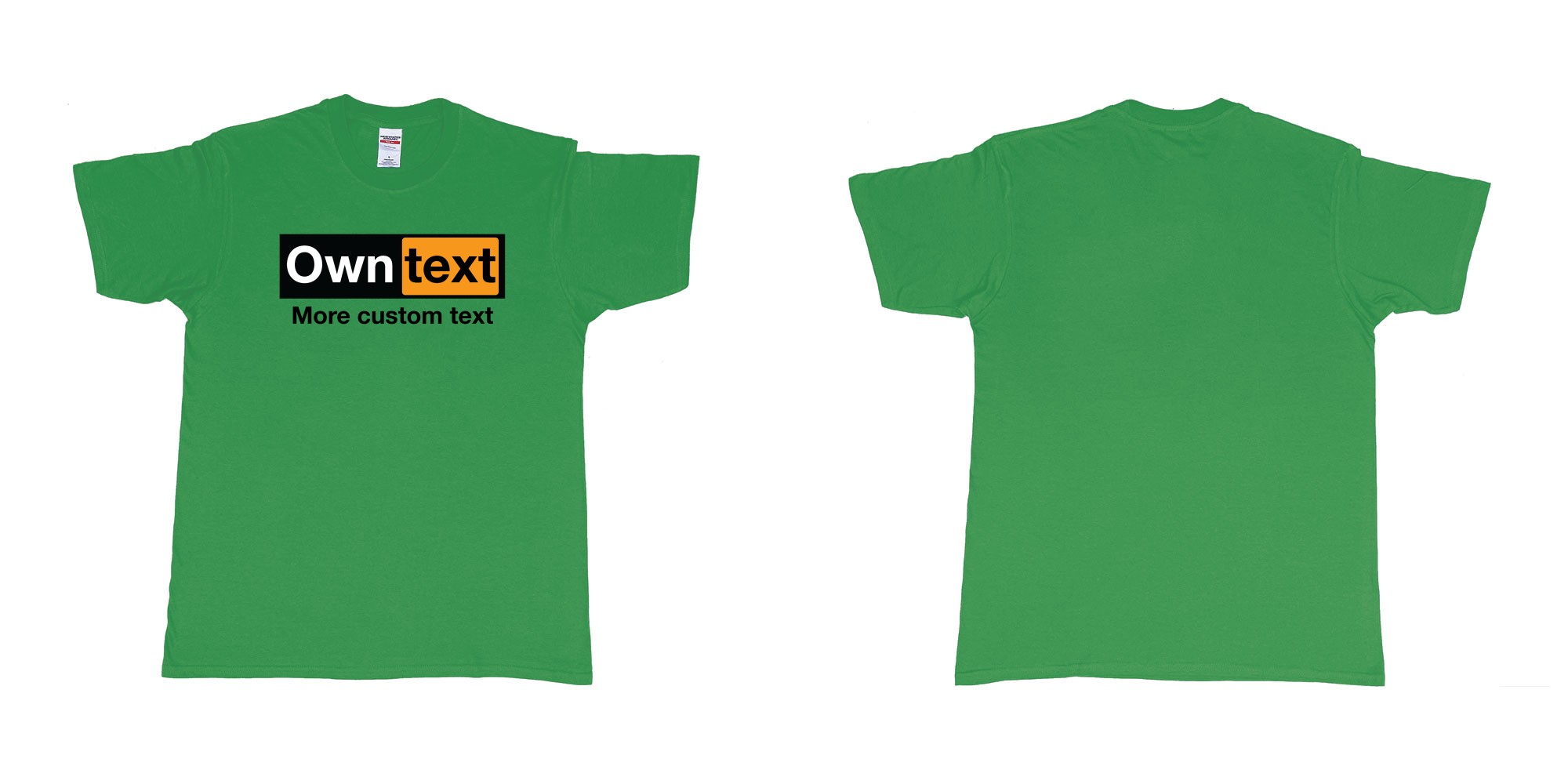Custom tshirt design porn hub add custom text print tshirt in fabric color irish-green choice your own text made in Bali by The Pirate Way