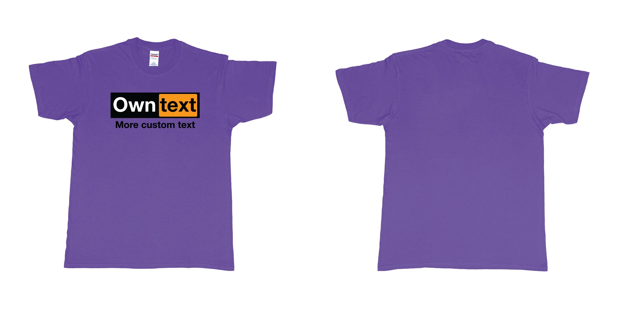 Custom tshirt design porn hub add custom text print tshirt in fabric color purple choice your own text made in Bali by The Pirate Way