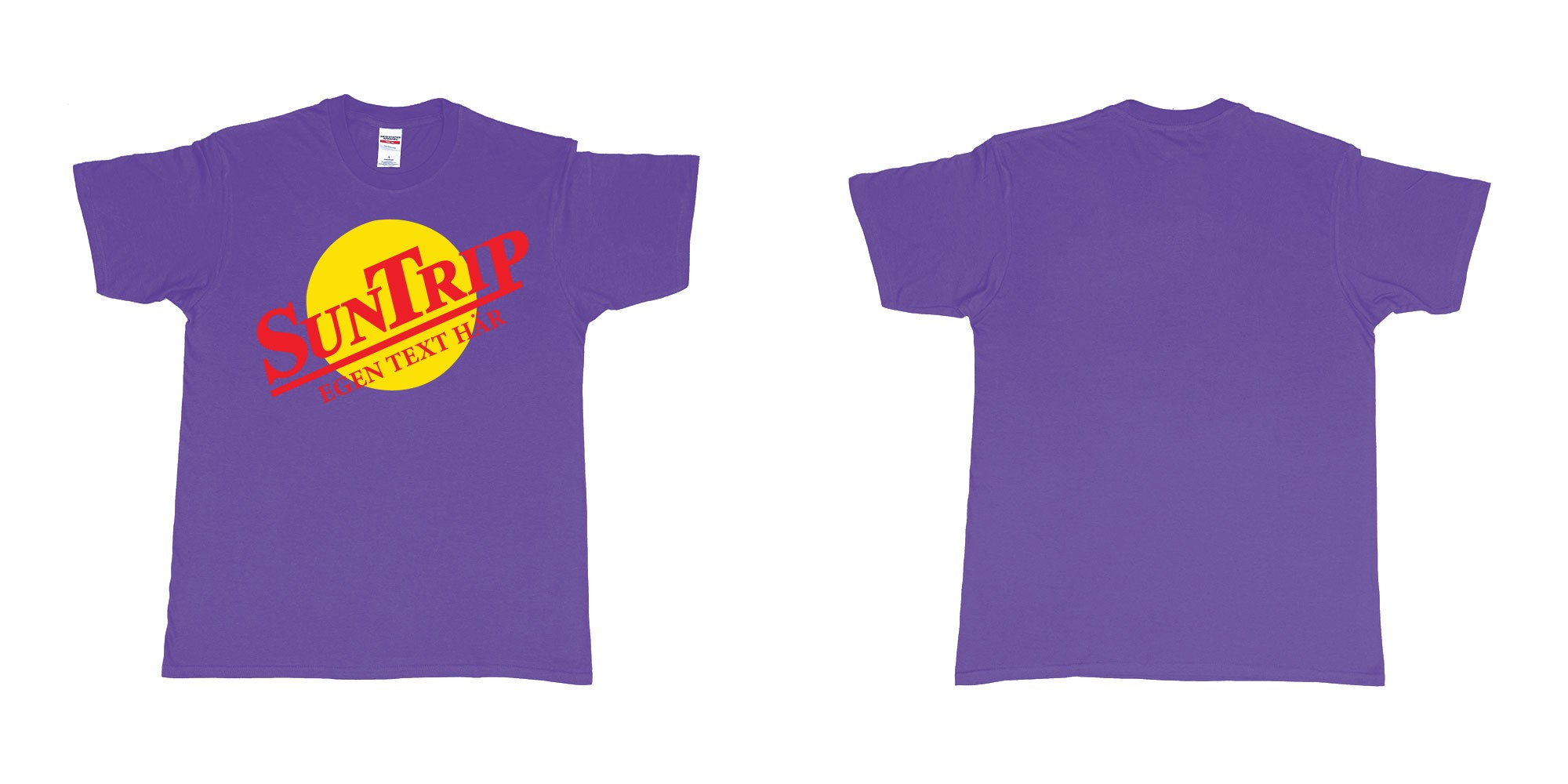 Custom tshirt design sallskapsresan suntrip eget tshirt tryck bali resa in fabric color purple choice your own text made in Bali by The Pirate Way