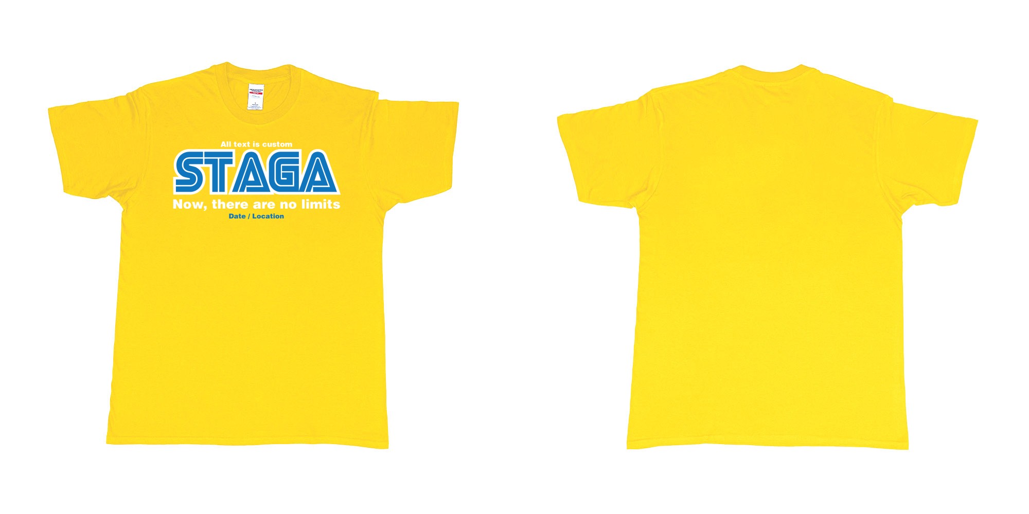 Custom tshirt design sega now there are no limits stag custom tshirt print in fabric color daisy choice your own text made in Bali by The Pirate Way