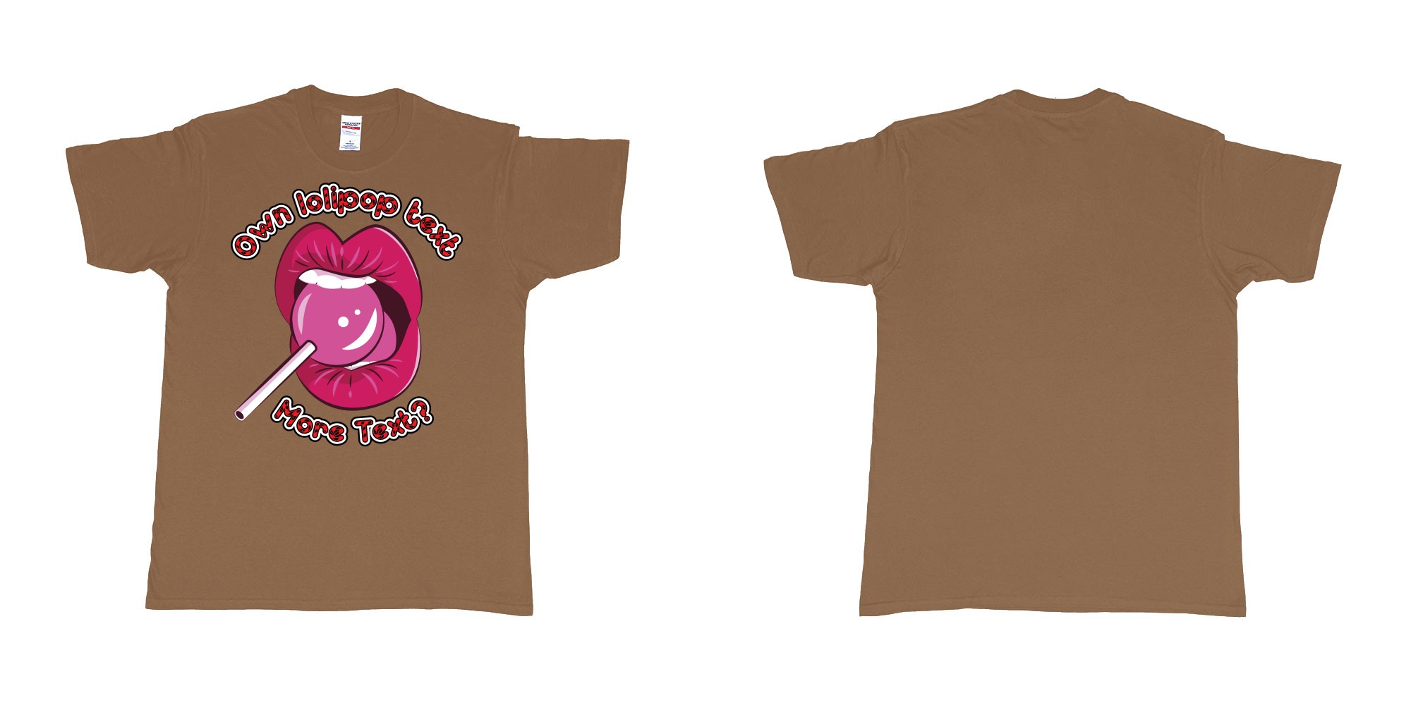 Custom tshirt design sexy lips licking lolipop own suger daddy text in fabric color chestnut choice your own text made in Bali by The Pirate Way