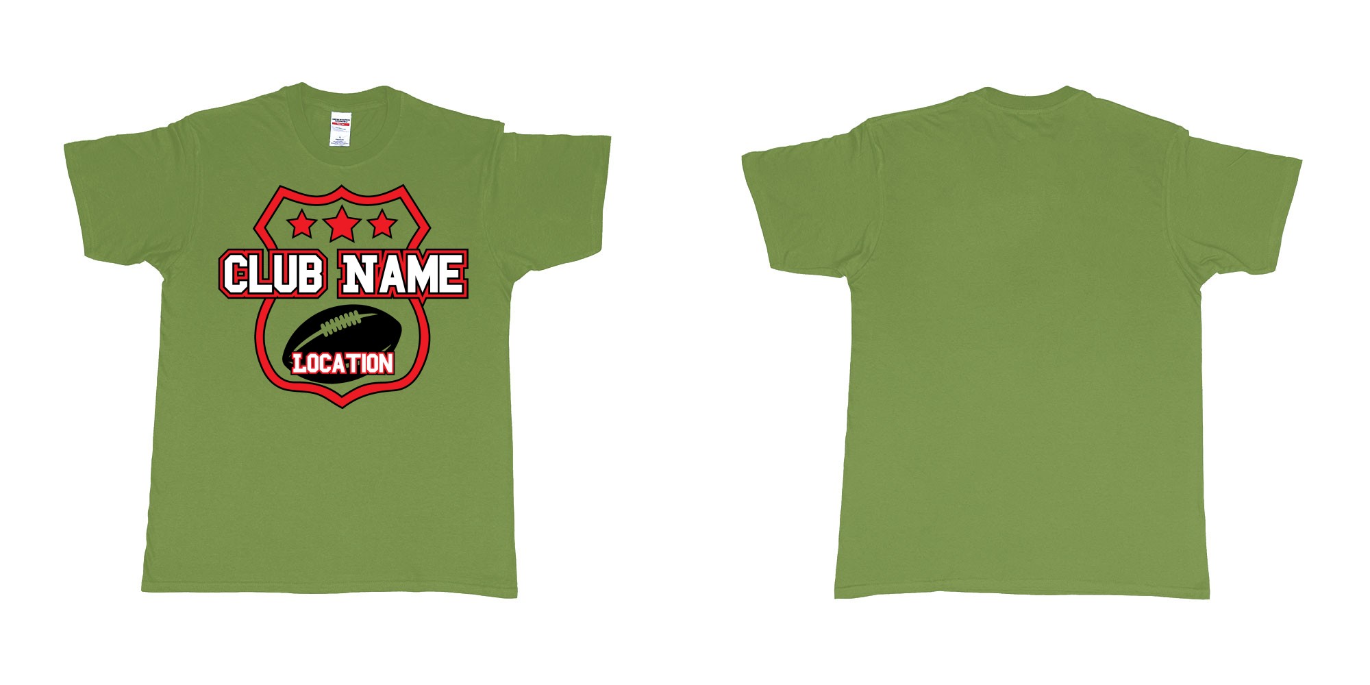 Custom tshirt design shield tripple stars custom logo in fabric color military-green choice your own text made in Bali by The Pirate Way