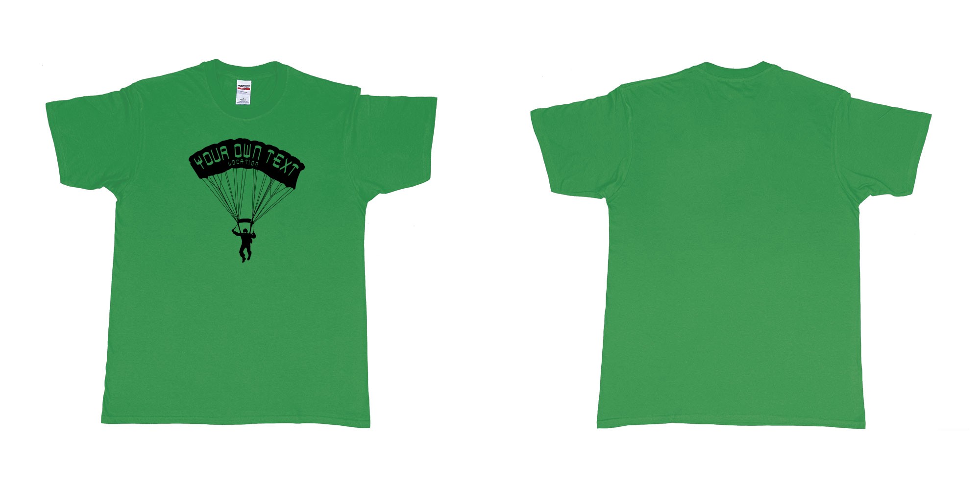 Custom tshirt design skydiver club custom print in fabric color irish-green choice your own text made in Bali by The Pirate Way