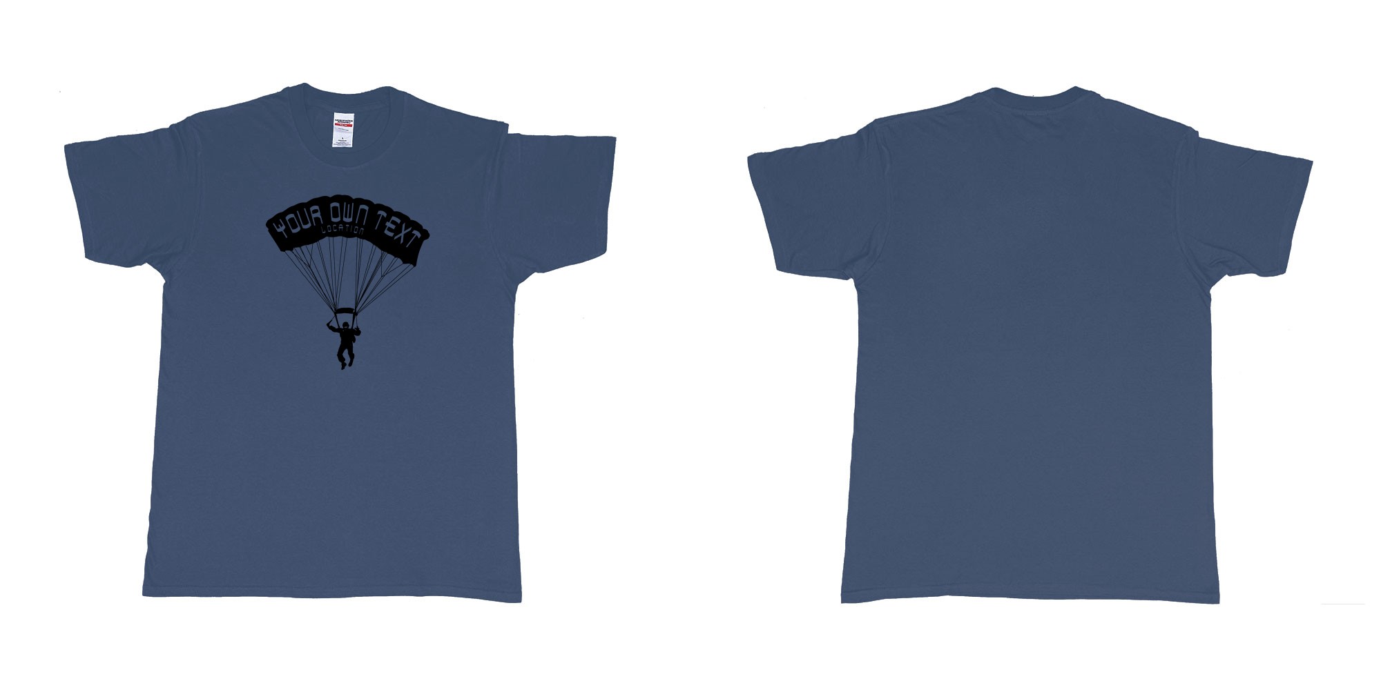 Custom tshirt design skydiver club custom print in fabric color navy choice your own text made in Bali by The Pirate Way