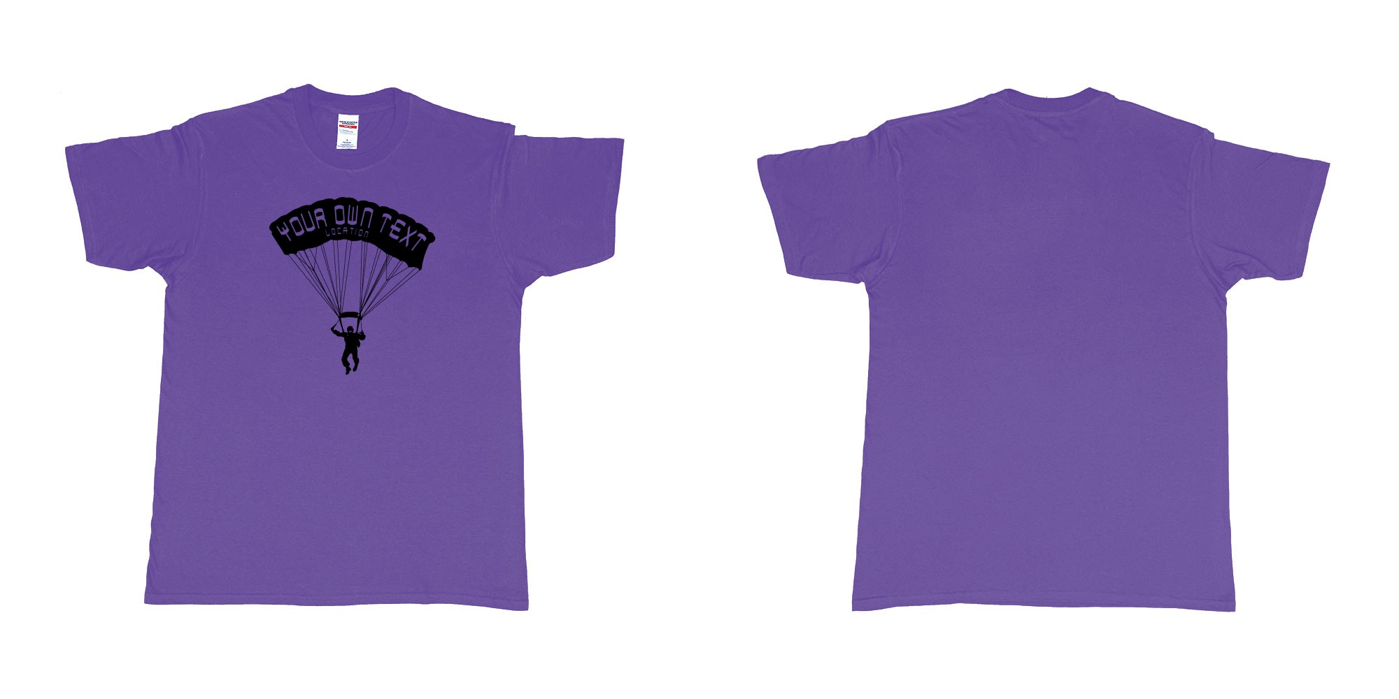 Custom tshirt design skydiver club custom print in fabric color purple choice your own text made in Bali by The Pirate Way
